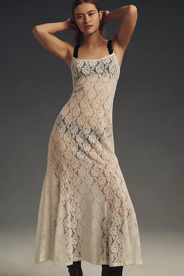 By Anthropologie Lace Godet Maxi Slip Dress Product Image