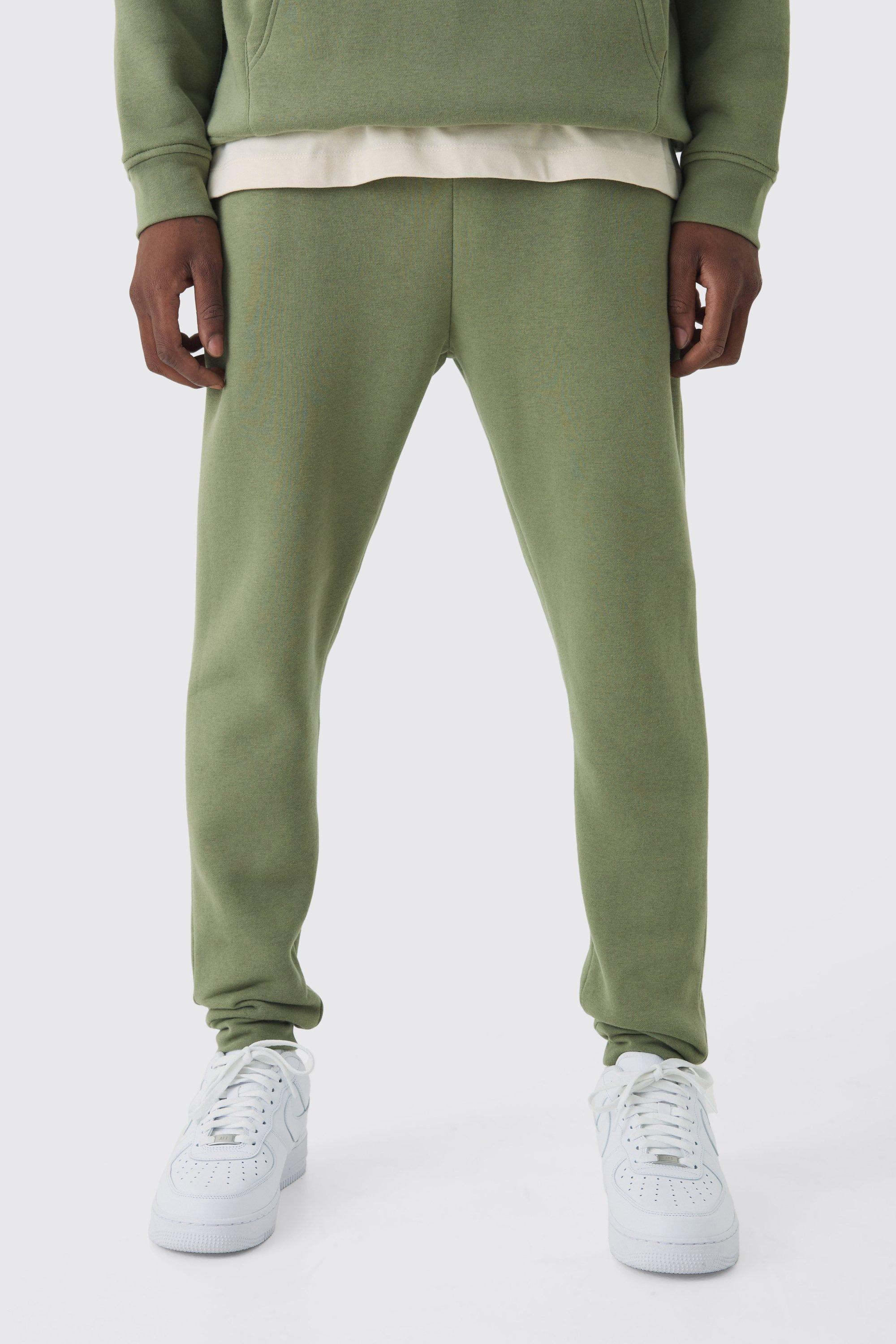 Mens 330GSM Basic Slim Fit Sweatpants - Green Product Image