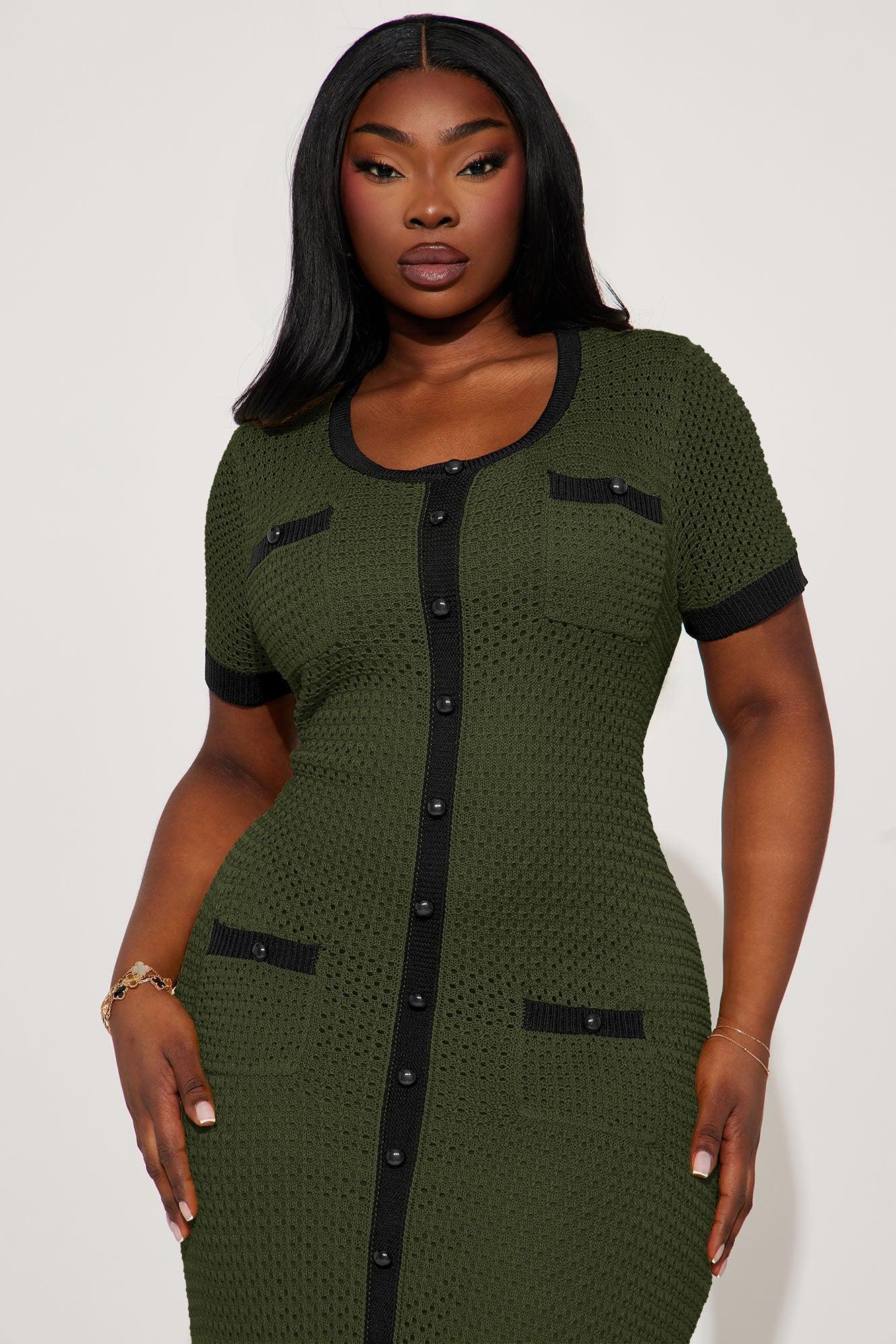Elena Crochet Maxi Dress - Olive Product Image