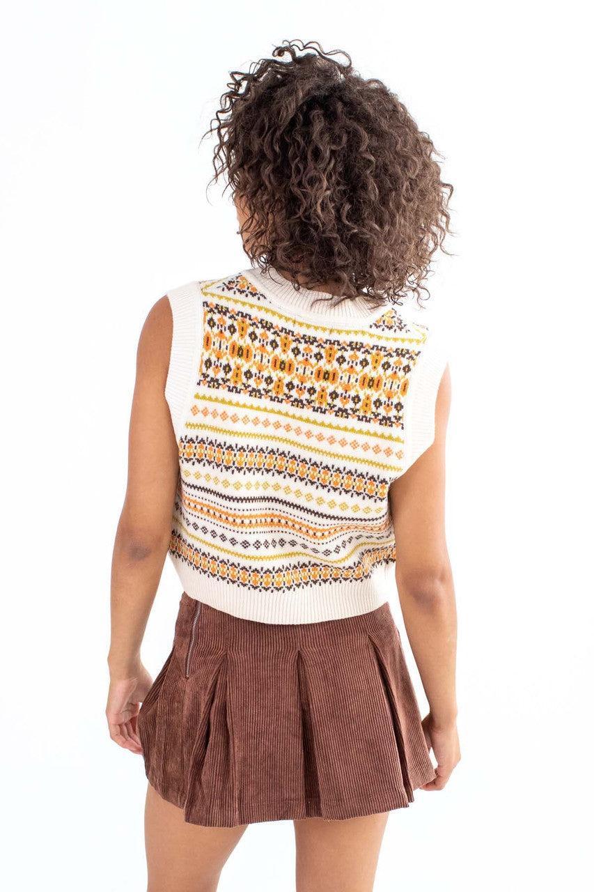 Ivory Fair Isle Sweater Vest Product Image