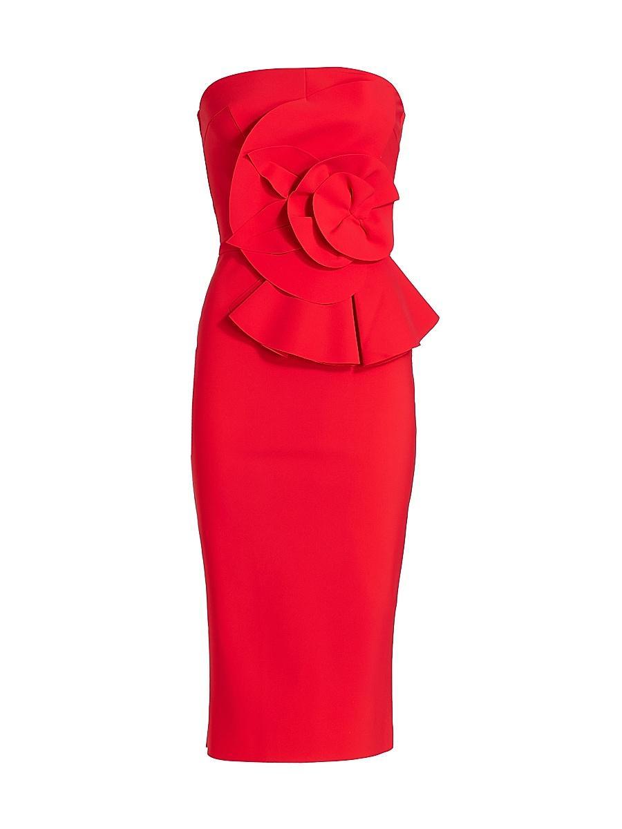 Womens Hebe Strapless Ruffle Sheath Dress Product Image