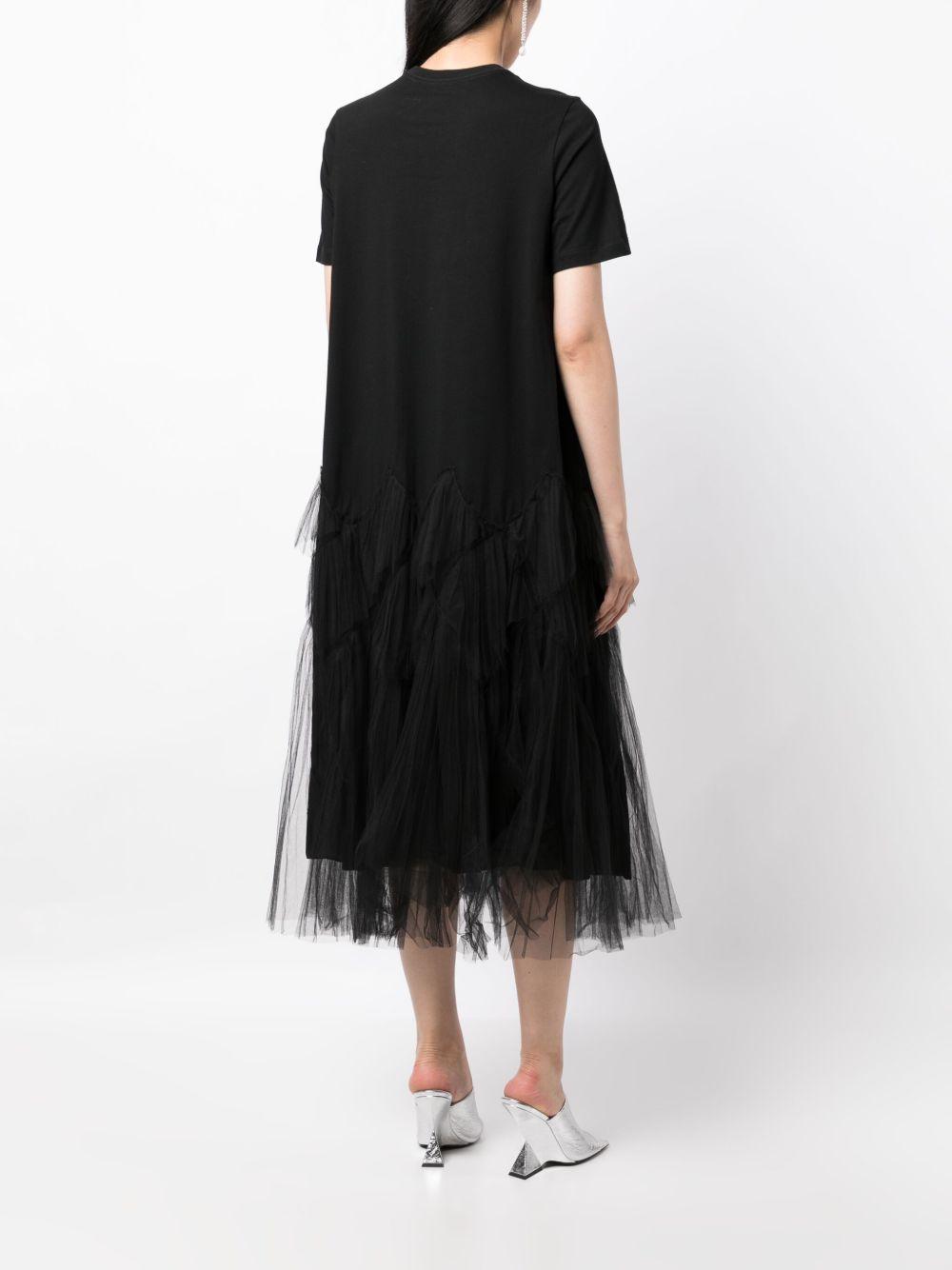 tulle-panel cotton midi dress Product Image