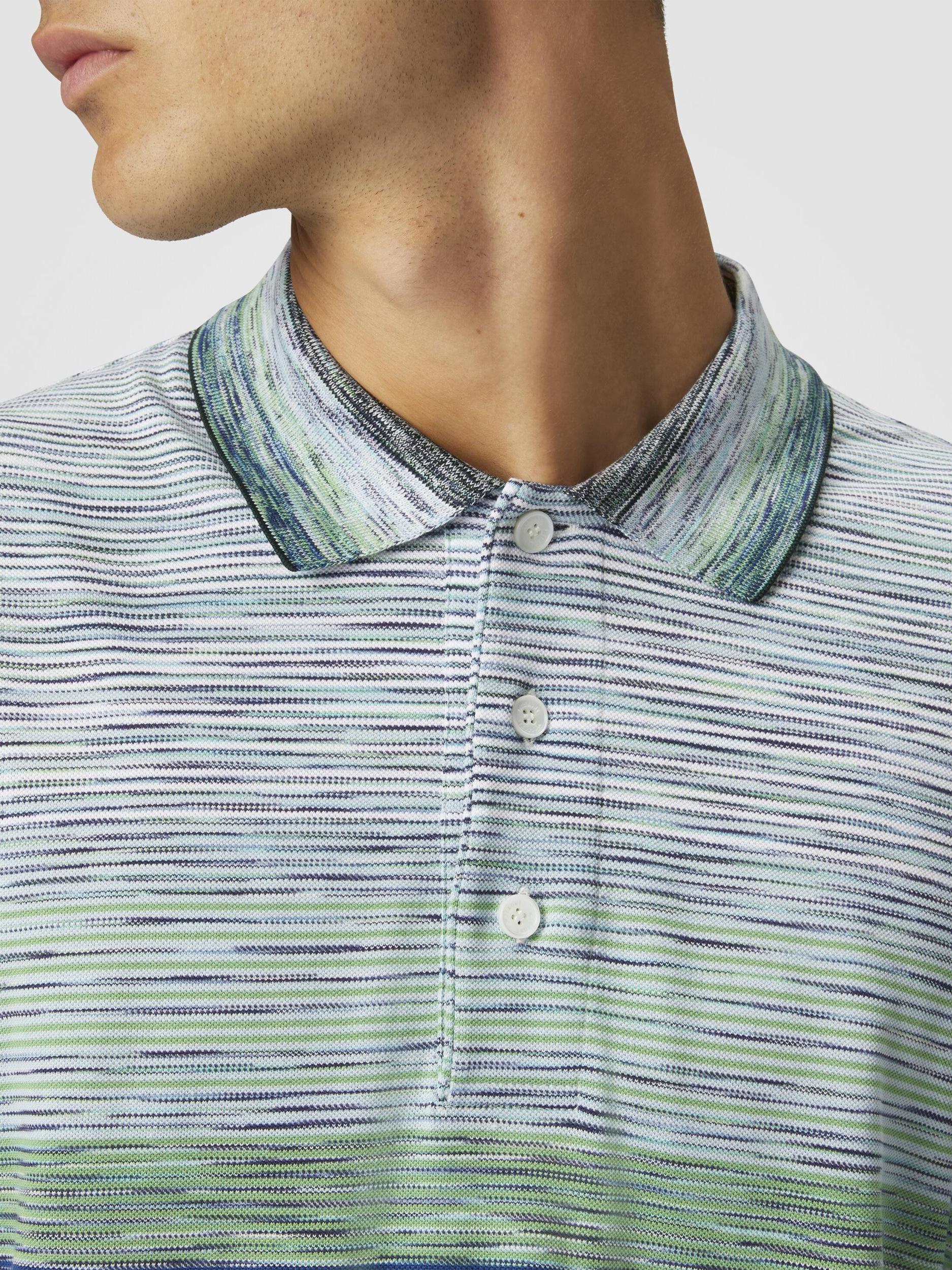 Gradient slub cotton piqué polo shirt with long sleeves Product Image