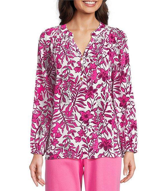 Lilly Pulitzer Coordinating Elsa Elderflower Print V-Neck Bracelet Sleeve Top Product Image