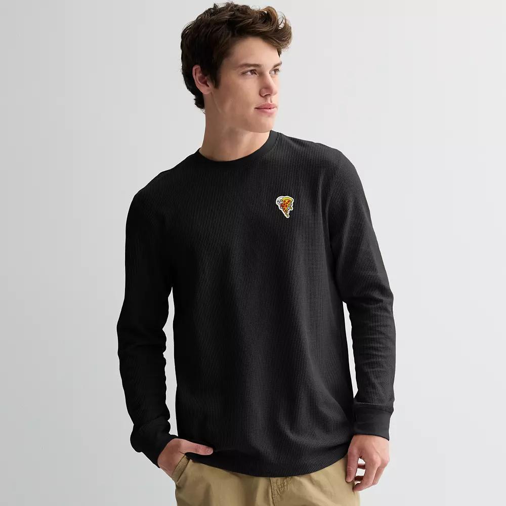Men's Retrofit Long Sleeve Thermal Patch Tee, Size: XL, Black Product Image