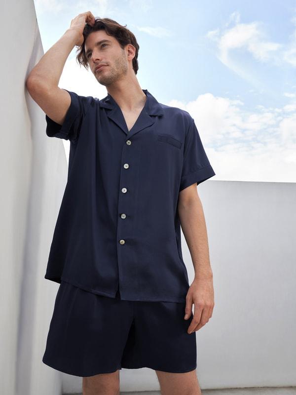 Classic Short Silk Pajamas Set Product Image