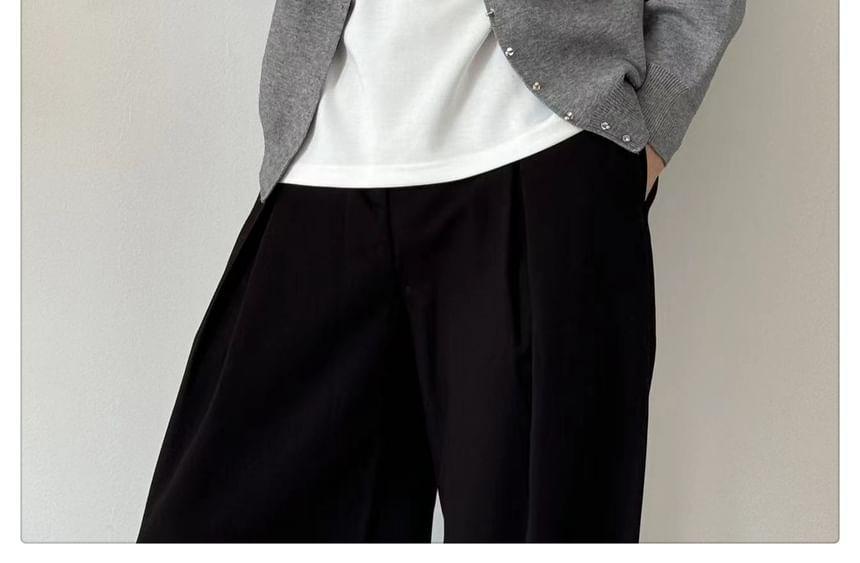 Round Neck Plain Cardigan Product Image