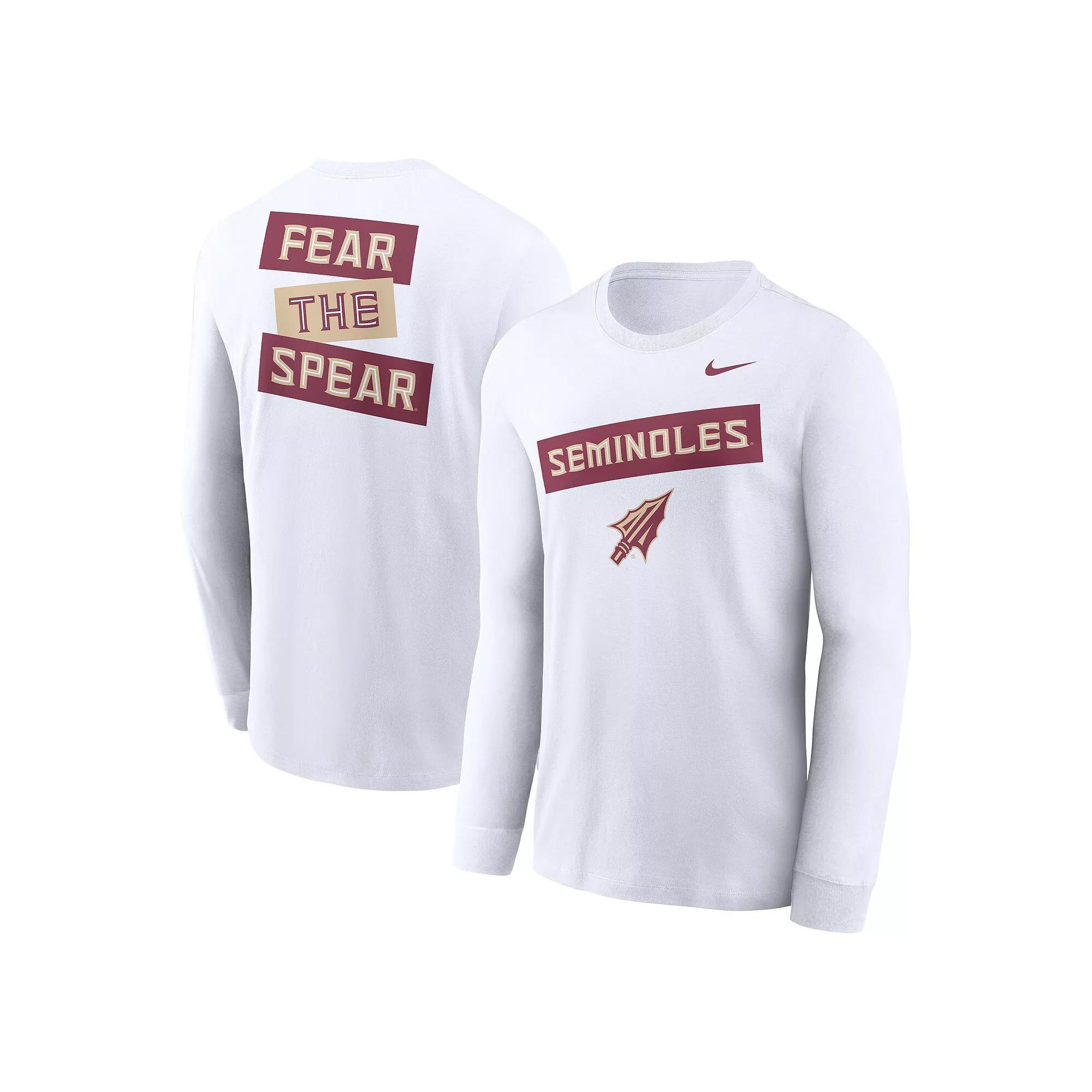 Men's Nike White Florida State Seminoles Two-Hit Classic Location Long Sleeve T-Shirt, Size: Large Product Image