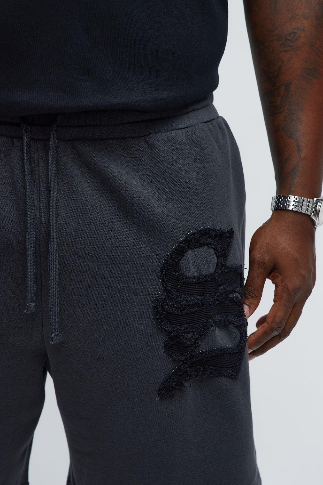 Tyson Relaxed Hit Up Applique Shorts - Charcoal Product Image