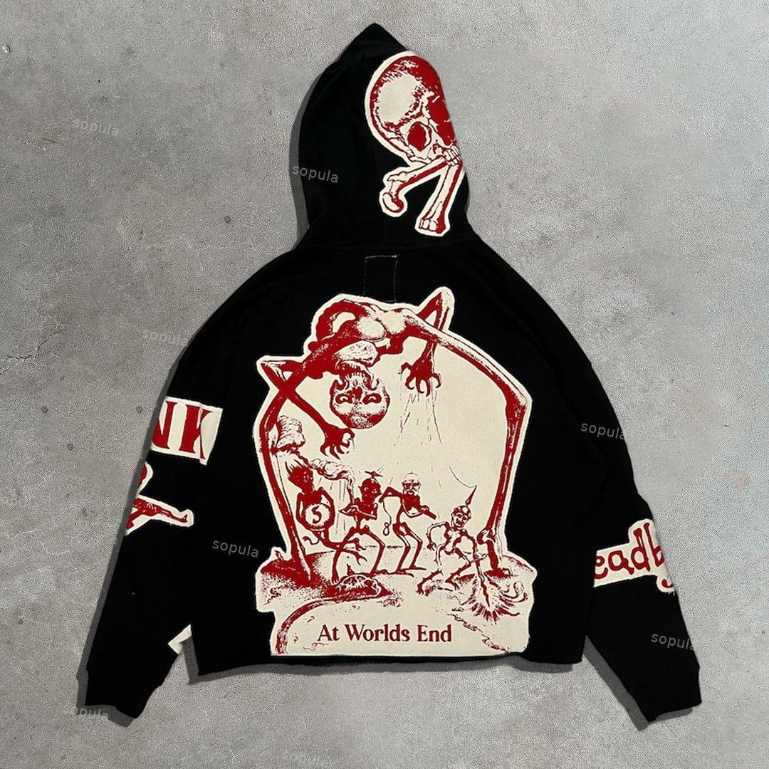 Vintage Boxer Patch Graphic Print Oversized Hoodie Product Image