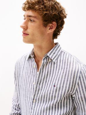 Regular Fit Striped Linen Shirt Product Image