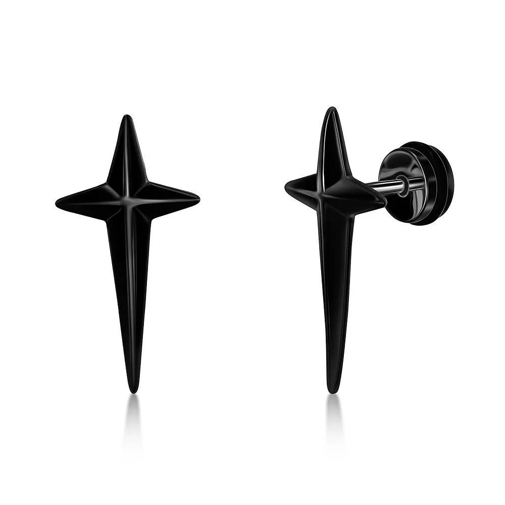 Metallo Stainless Steel Cross Style Earrings, Men's Product Image