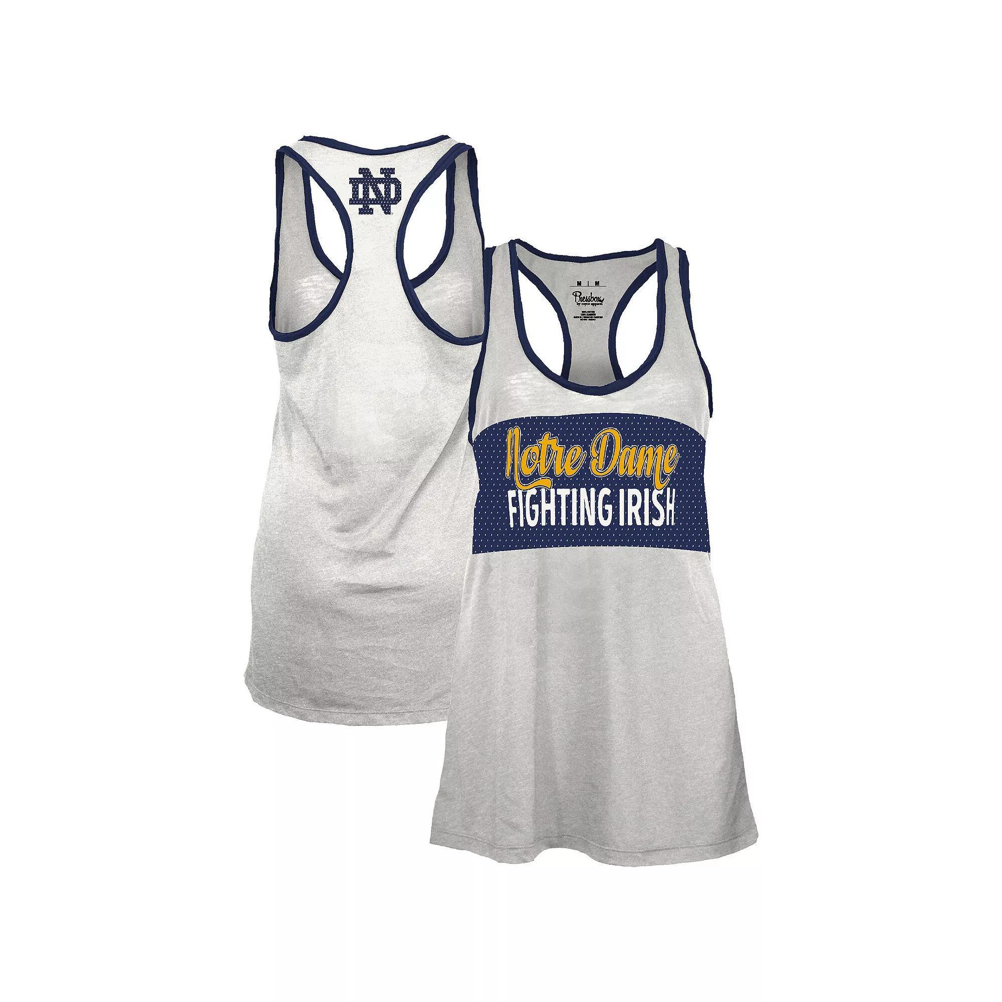 Women's Pressbox White/Navy Notre Dame Fighting Irish Tracy Racerback Tank Top, Size: Large Product Image