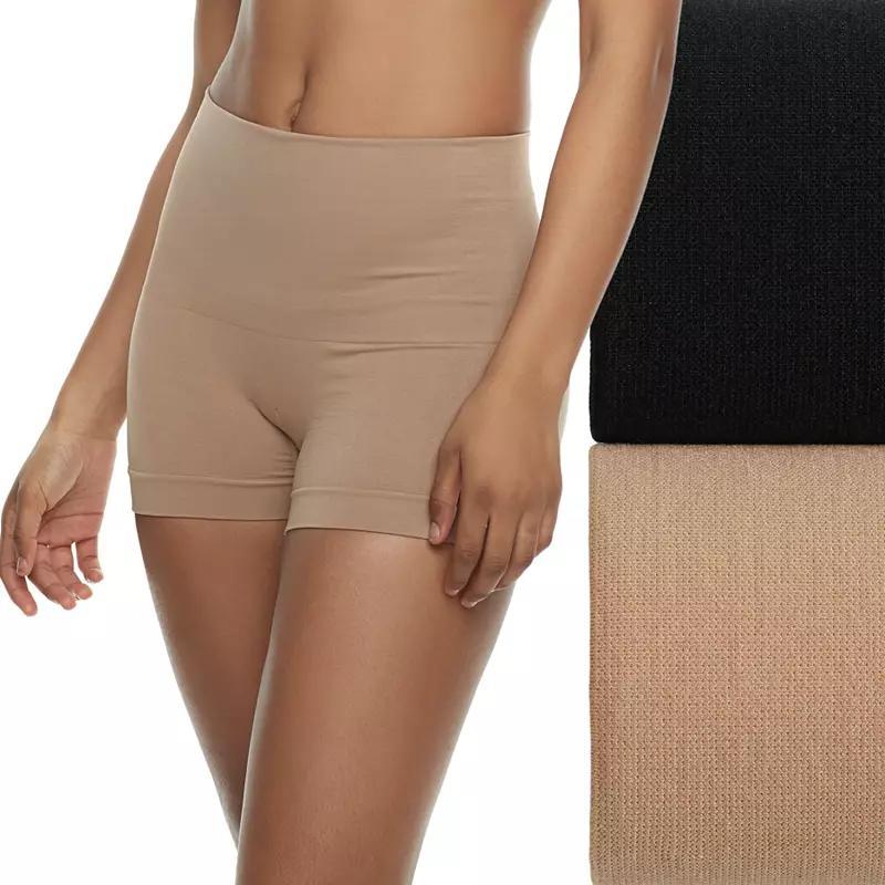 Plus Size Lunaire 2-Pack Seamless Moderate Control Shaping High Waist Boy Shorts 3412KP, Women's, Size: 1XL, Black And Nude Product Image