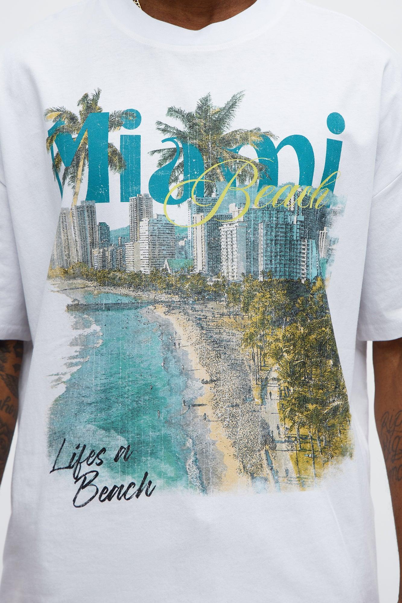 Miami Beach Oversized Short Sleeve Tee - White Product Image