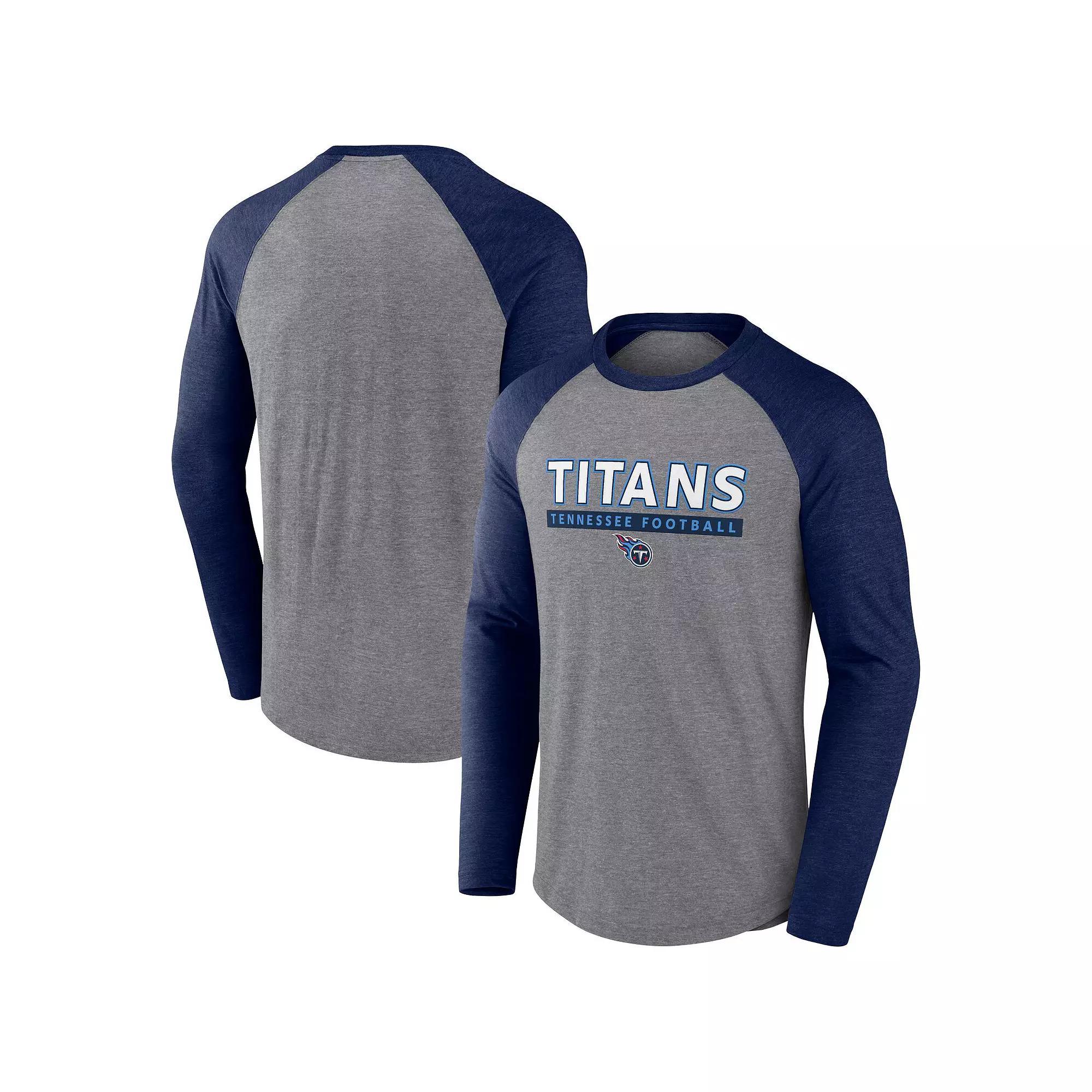 Men's Fanatics Heather Gray/Charcoal New Orleans Saints Tri-Blend Raglan Long Sleeve T-Shirt, Size: 3XL, Grey Product Image