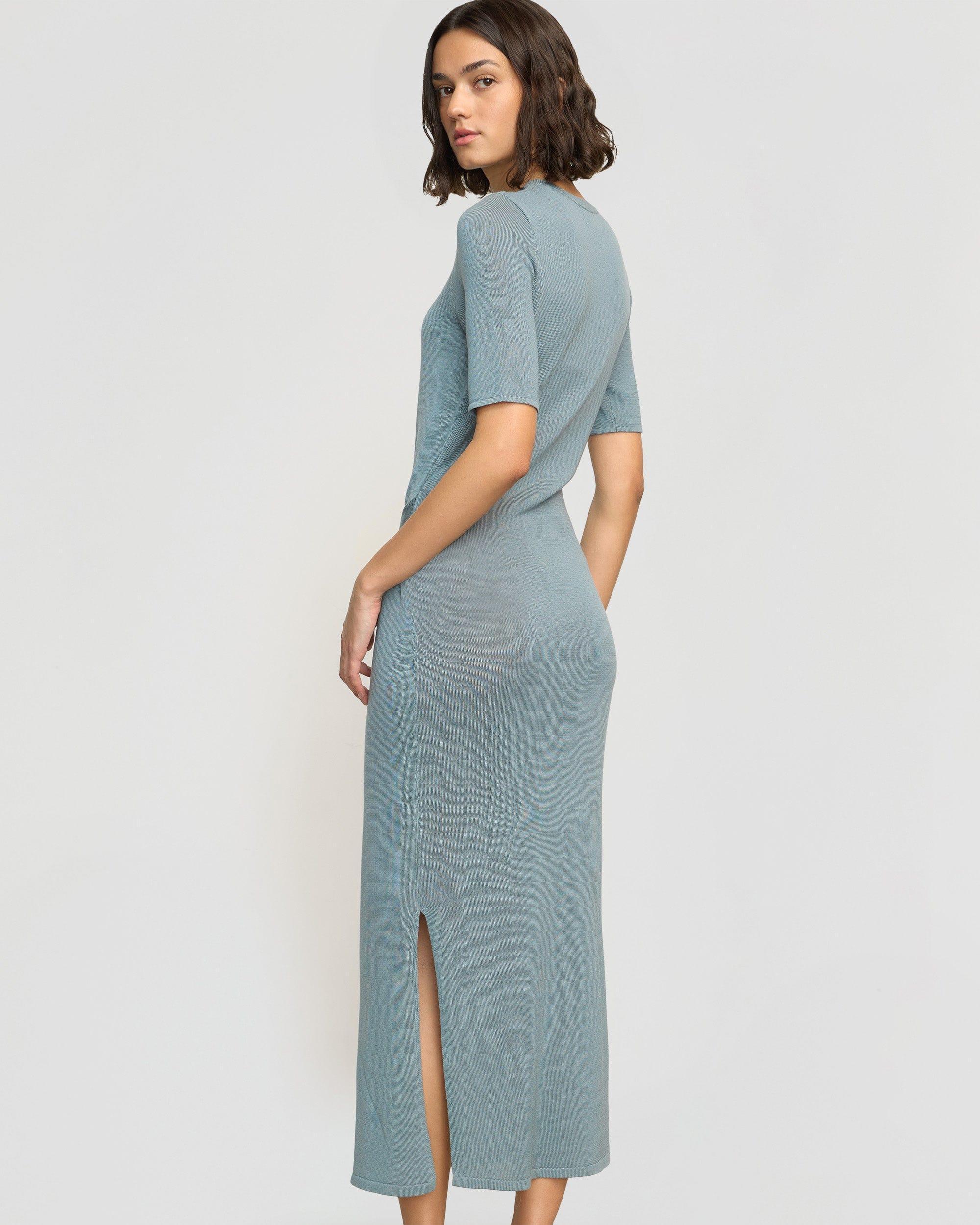 Larkyn Tie-Front Semi-Sheer Tencel-Wool Dress Product Image