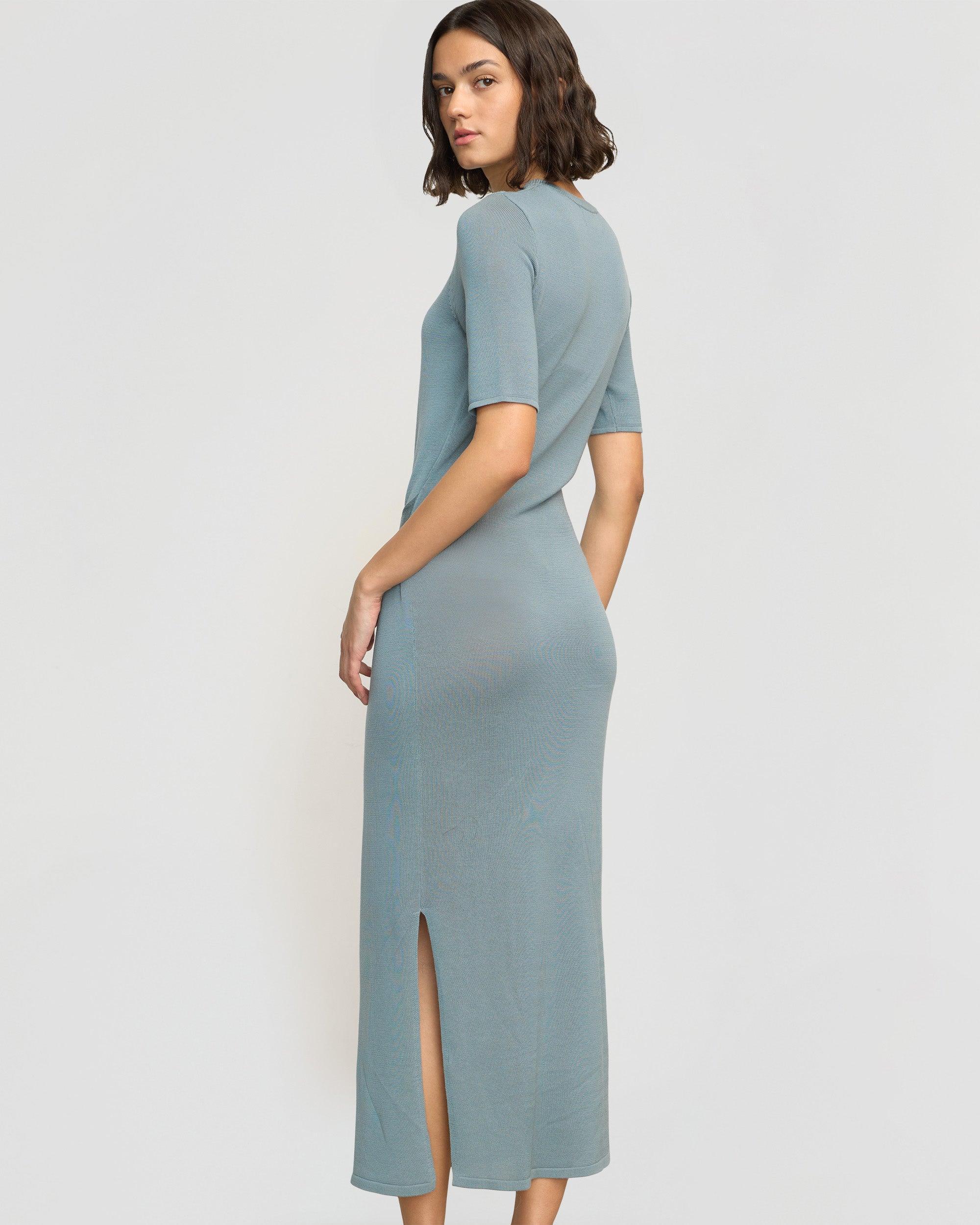 Larkyn Tie-Front Semi-Sheer Tencel-Wool Dress Product Image