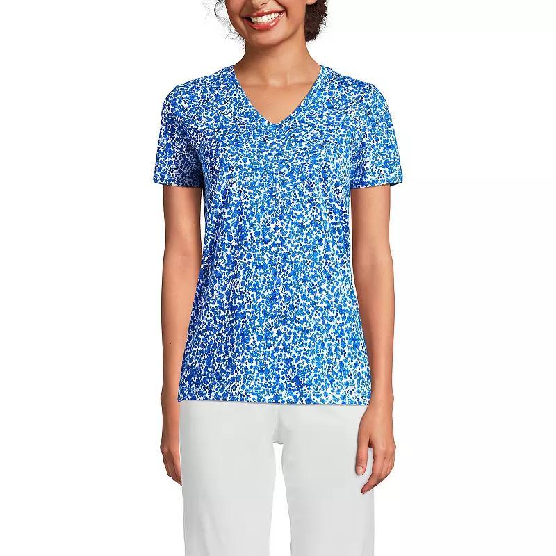 Women's Lands' End Relaxed-Fit Supima Cotton V-Neck Tee, Size: Small, Soft  Blue Product Image