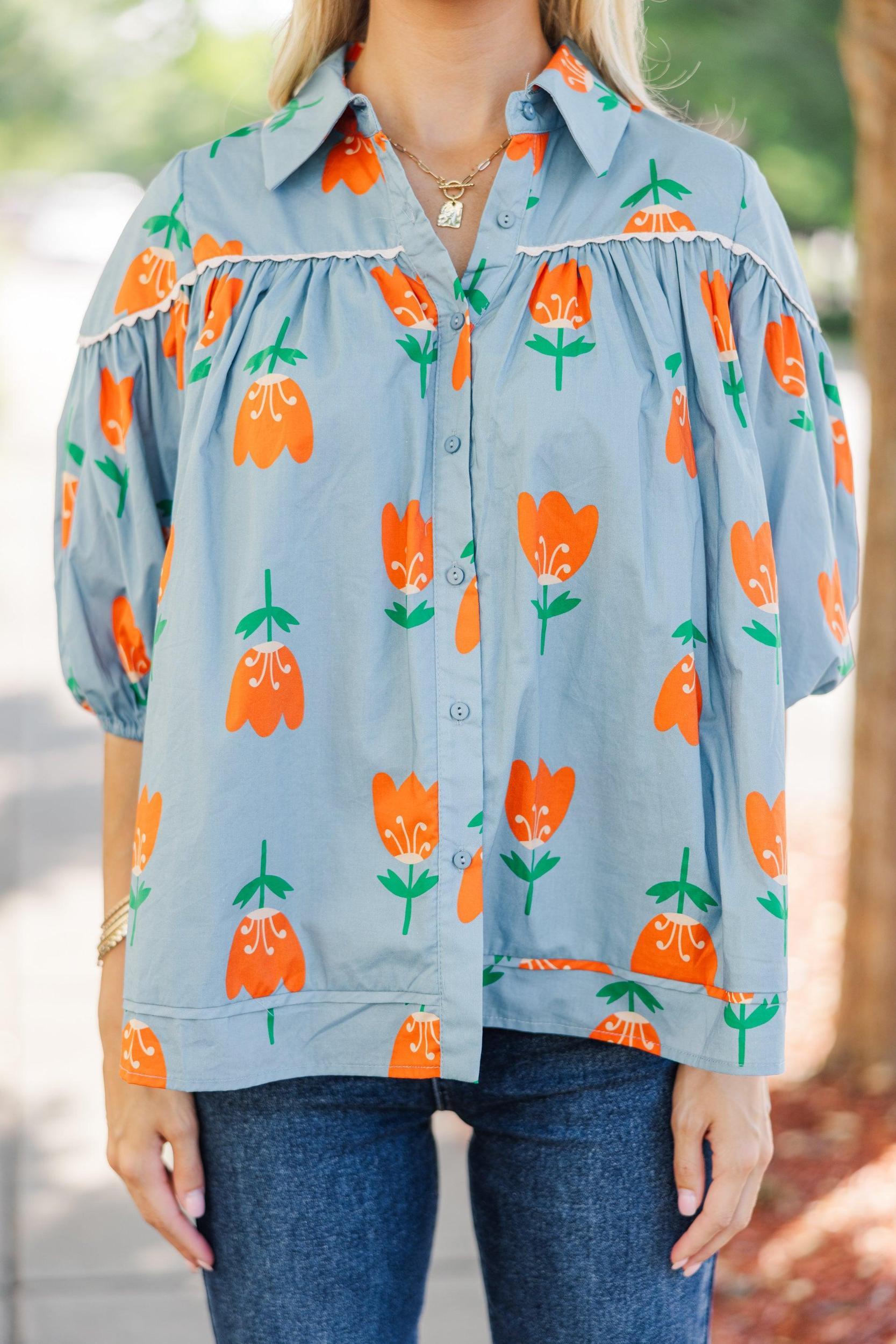Always And Forever Blue Floral Blouse Female Product Image