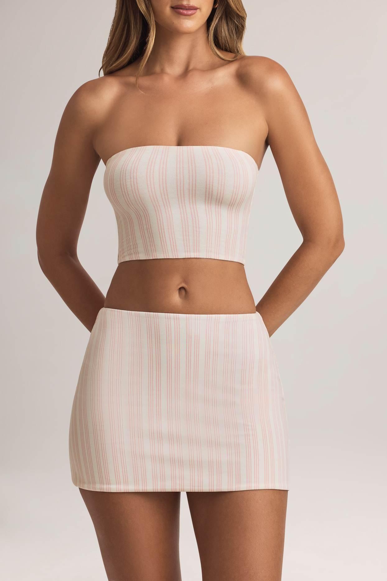 Mid-Rise A-Line Mini Skirt in Stripe Print Product Image