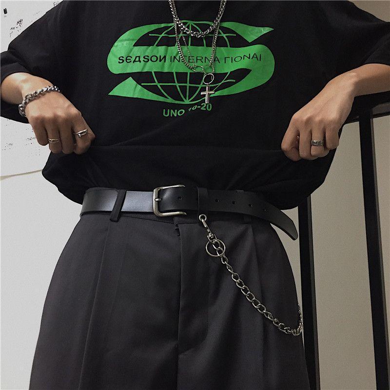 Faux Leather Belt With Chain Product Image