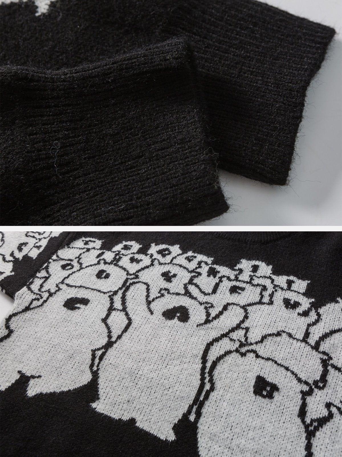 Aelfric Eden Alphabet Bear Outline Jacquard Knit Sweater Product Image