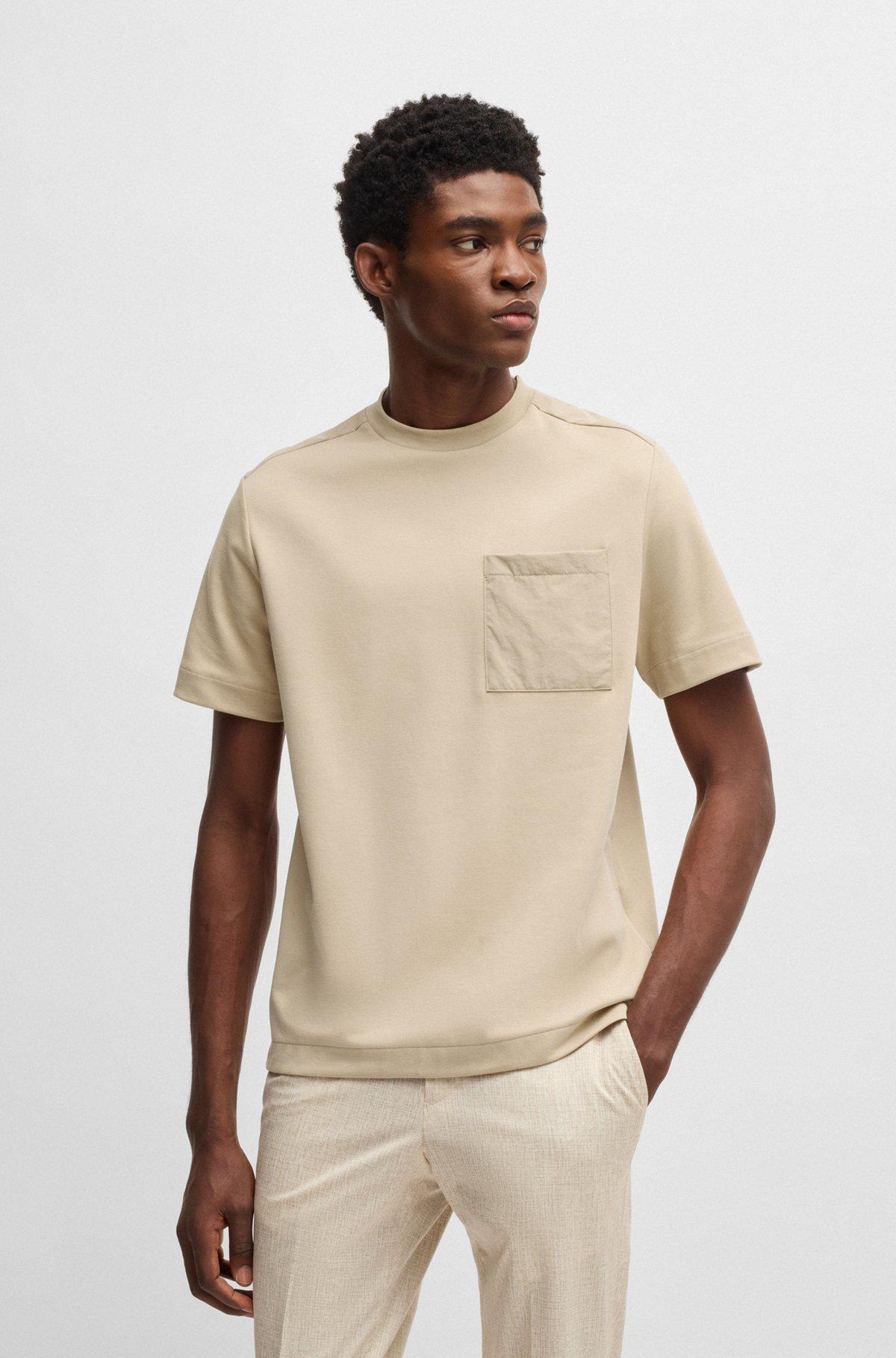 BOSS - T-shirt with tonal trims - Light Beige Product Image