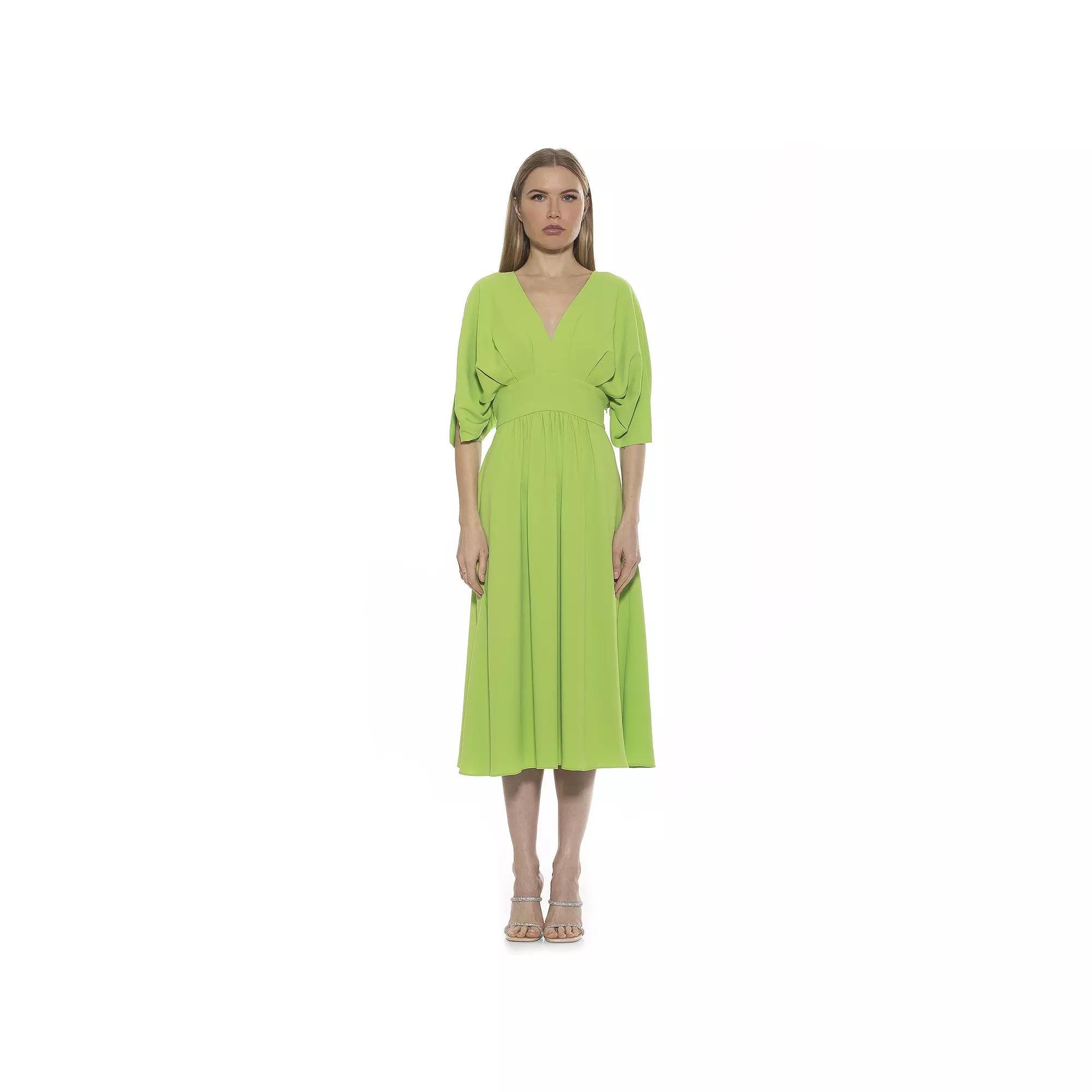 Women's ALEXIA ADMOR August Draped Fit & Flare Midi Dress, Size: 2, Sweet Pea Product Image