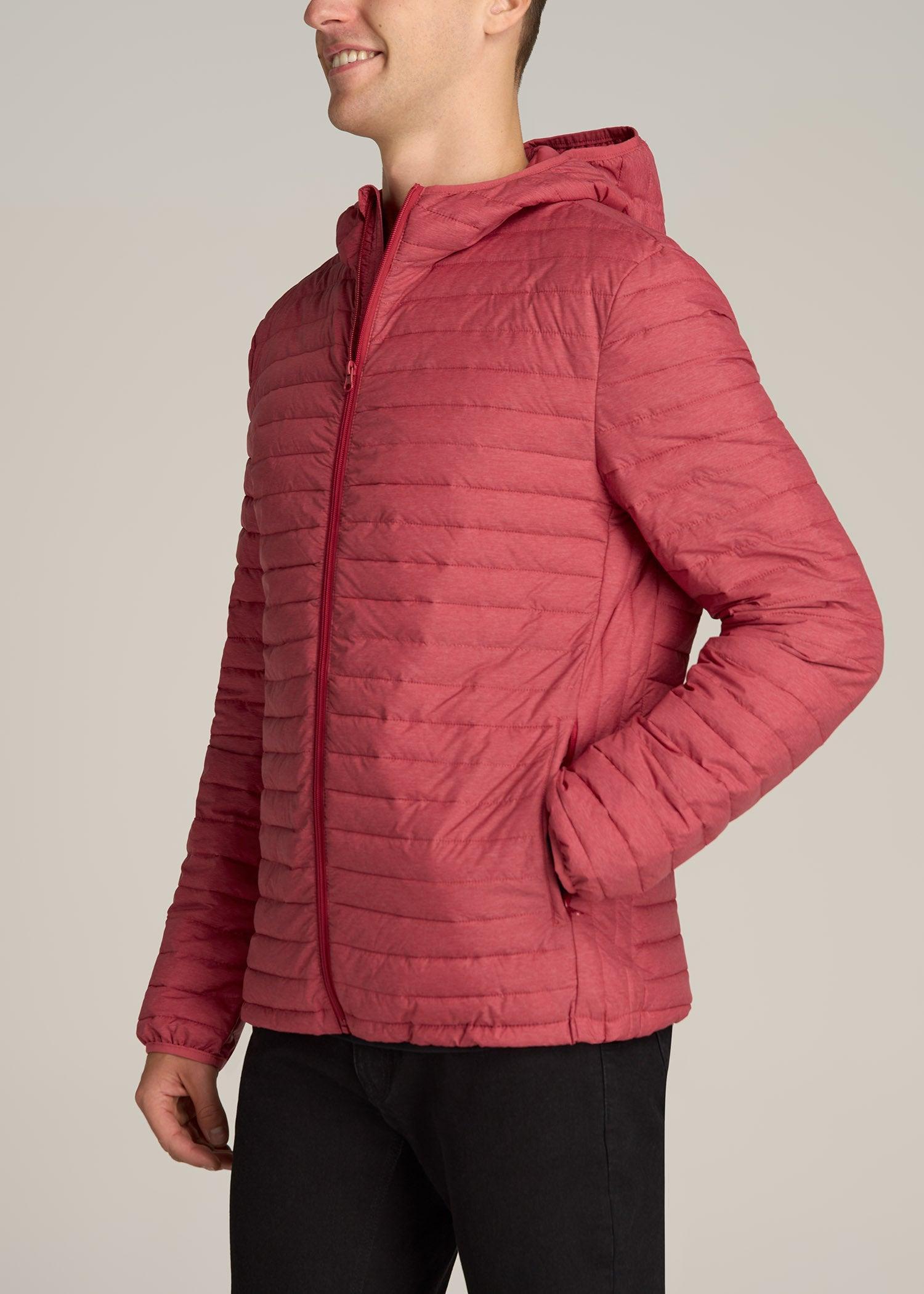 Tall Men's Packable Puffer Jacket in Red Space Dye Product Image