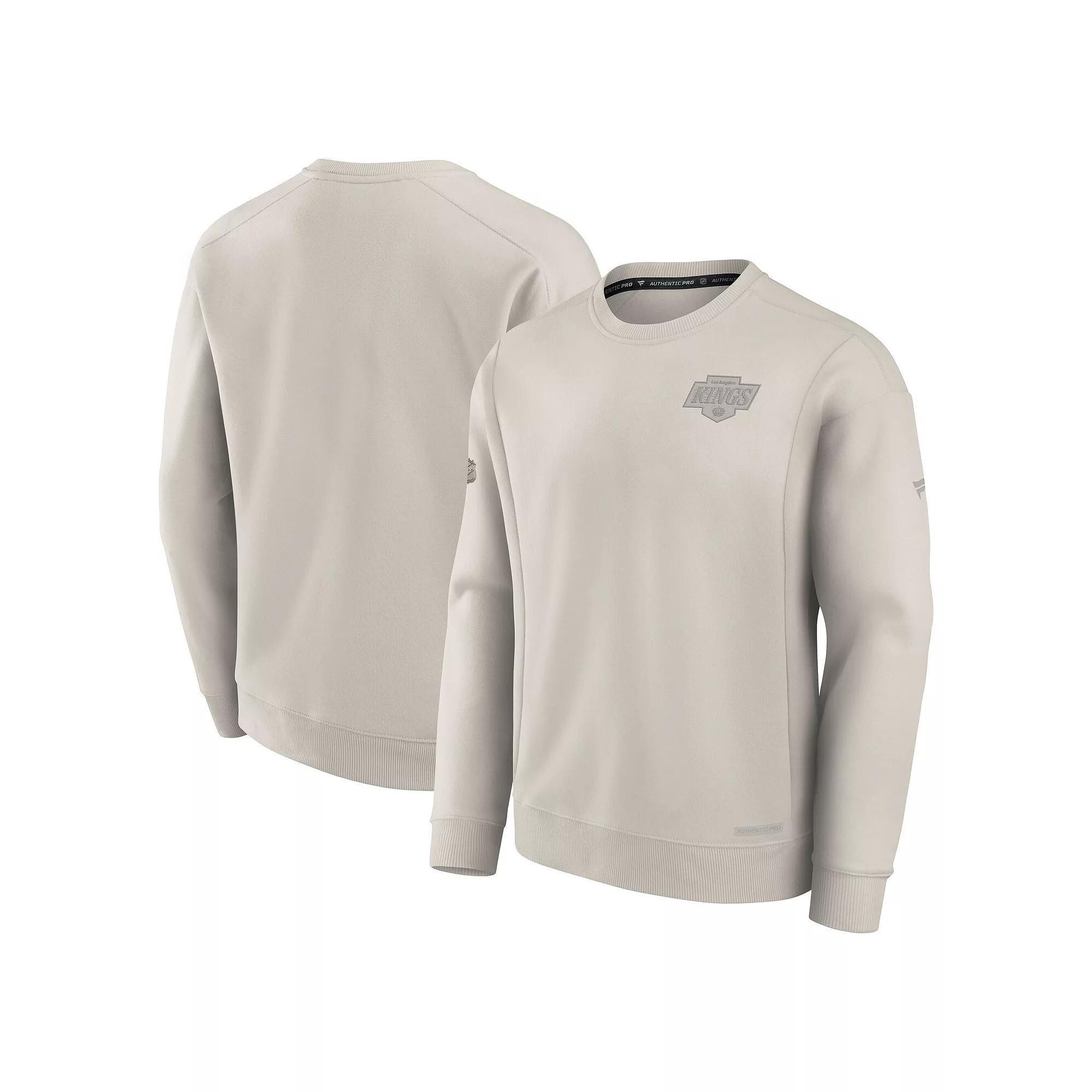Men's Fanatics  Cream Carolina Hurricanes Authentic Pro Road Fleece Pullover Sweatshirt, Size: 2XL, Beige Product Image