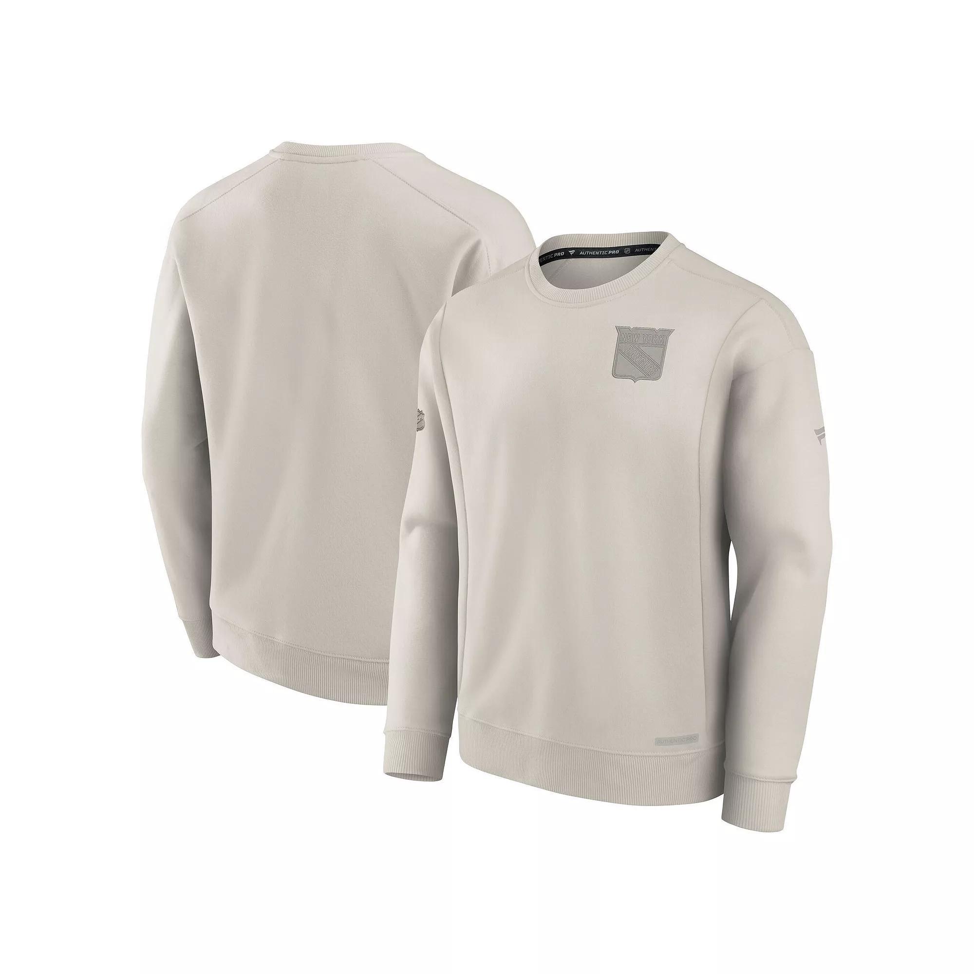 Men's Fanatics  Cream New Jersey Devils Authentic Pro Road Fleece Pullover Sweatshirt, Size: 2XL, Nhl Beige Product Image