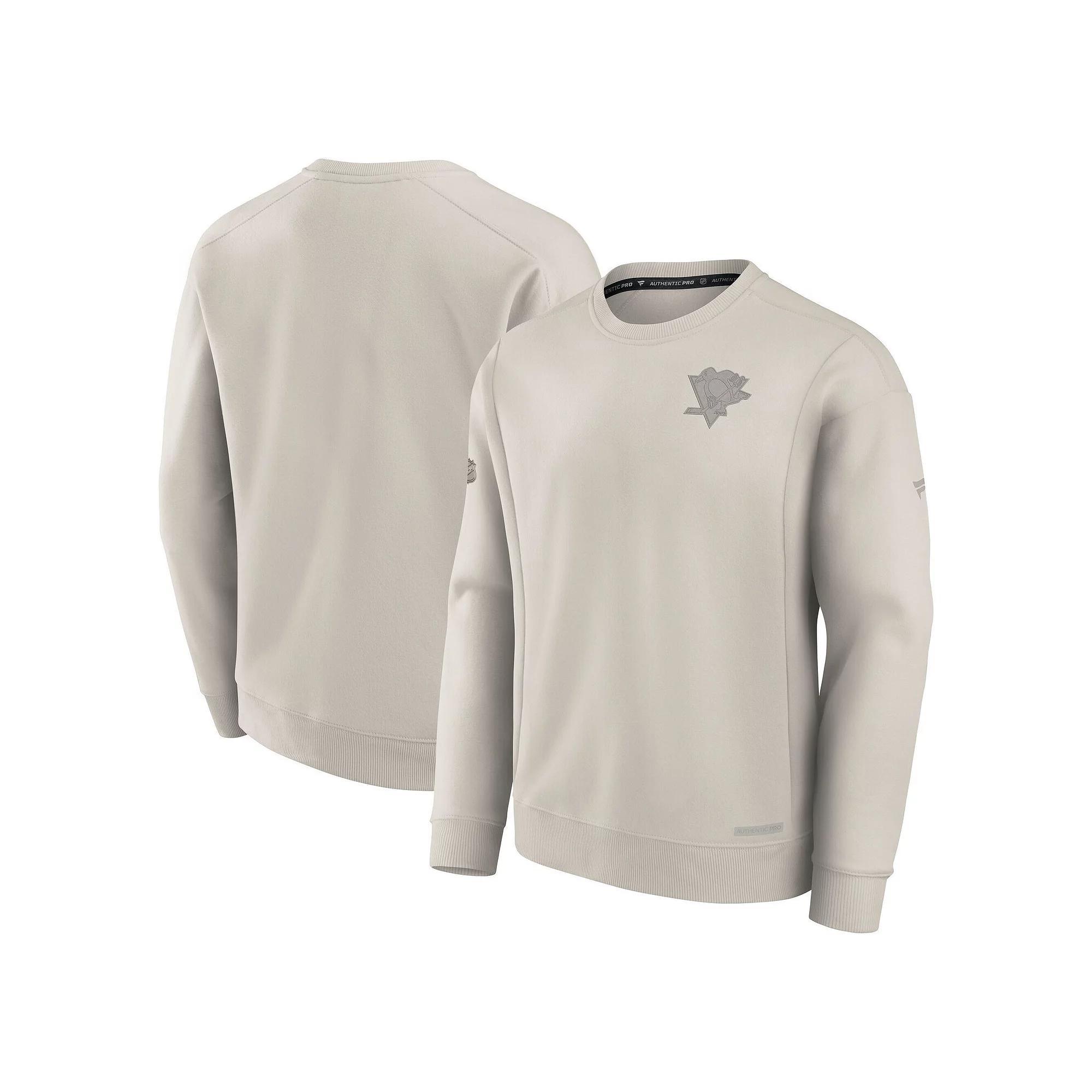 Men's Fanatics  Cream New Jersey Devils Authentic Pro Road Fleece Pullover Sweatshirt, Size: 2XL, Nhl Beige Product Image