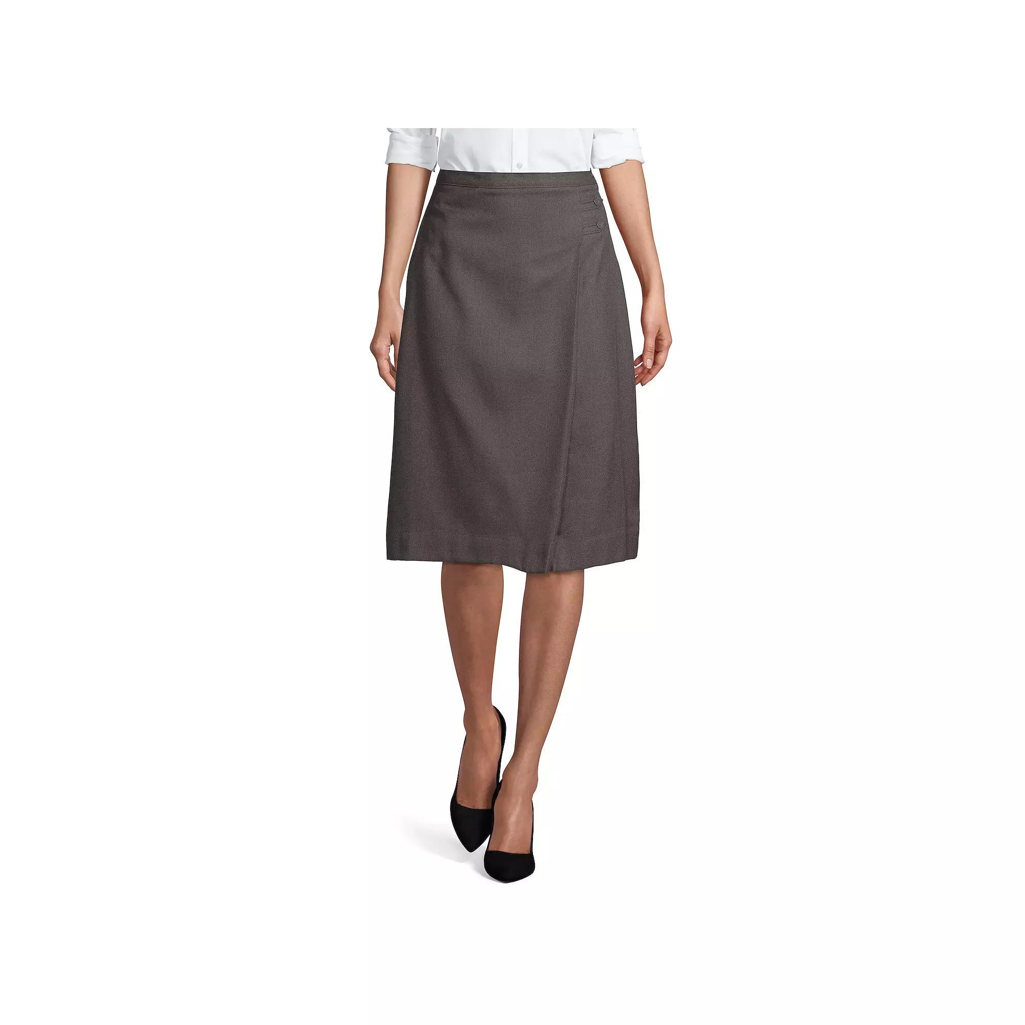 Women's Lands' End Solid Below the Knee A-line Skirt, Size: 12, Gray Product Image
