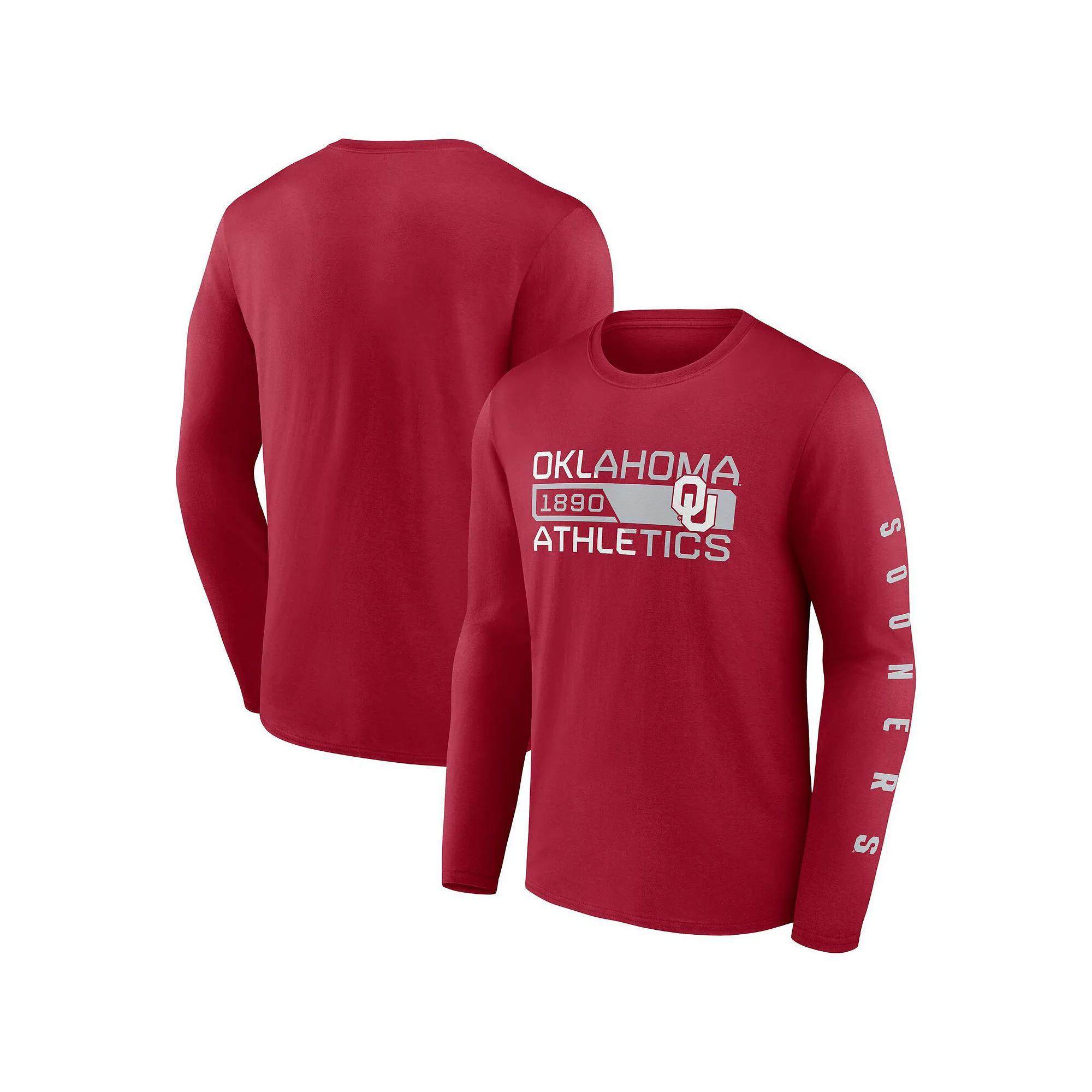Men's Fanatics Branded Crimson Oklahoma Sooners Broad Jump 2-Hit Long Sleeve T-Shirt, Size: Medium, Red Product Image