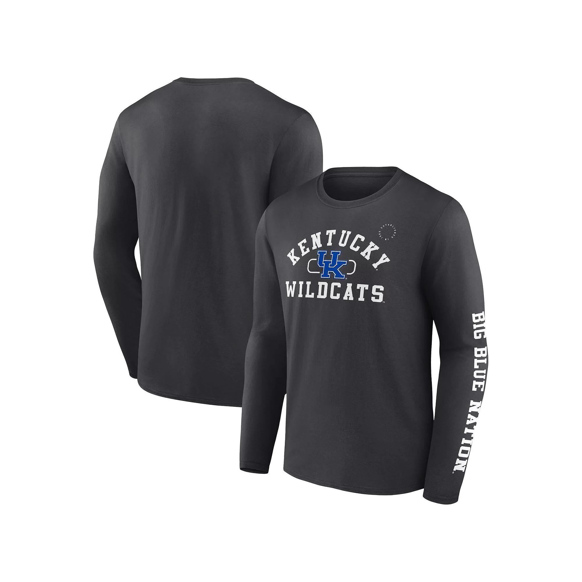 Mens Fanatics Charcoal Kentucky Wildcats Modern Arch 2-Hit Long Sleeve T-Shirt Product Image