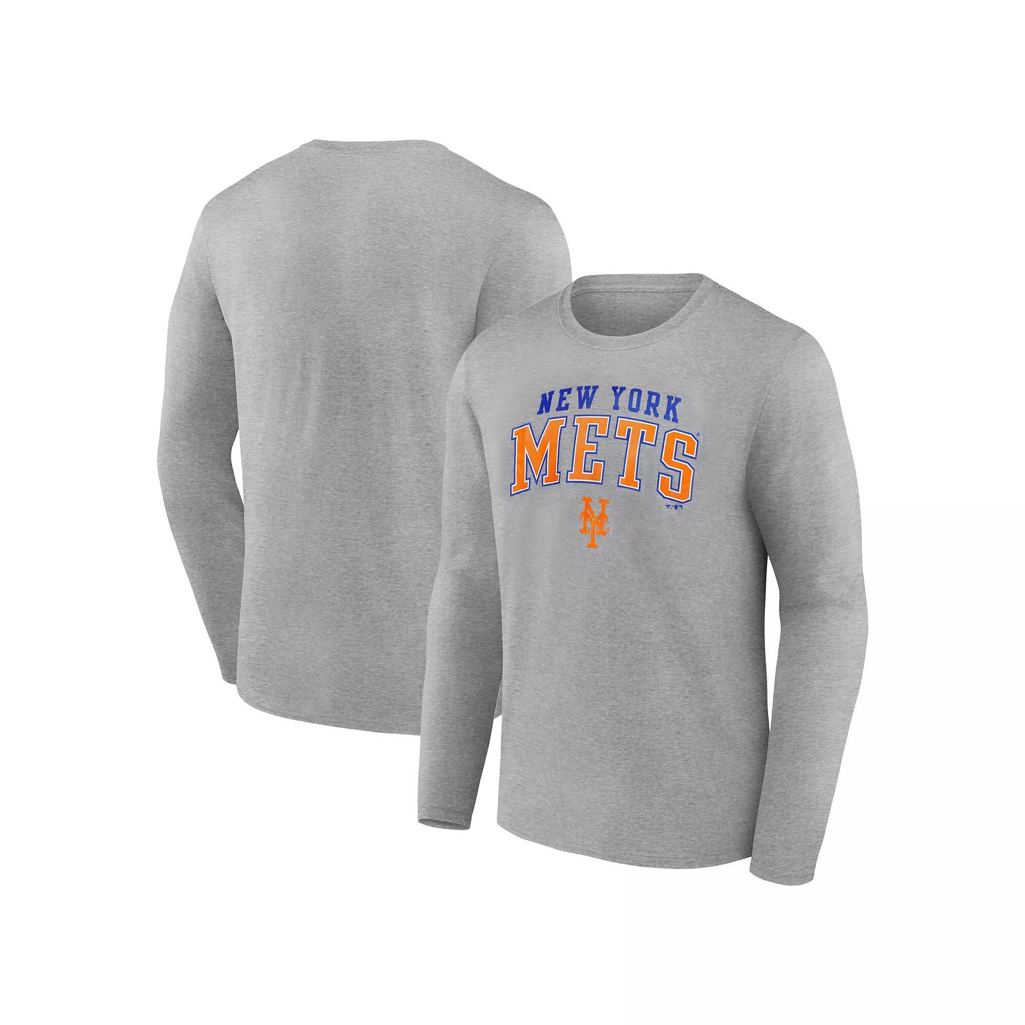 Men's Fanatics Heather Gray New York Mets Iconic Logo Long Sleeve T-Shirt, Size: 5XL, Grey Product Image