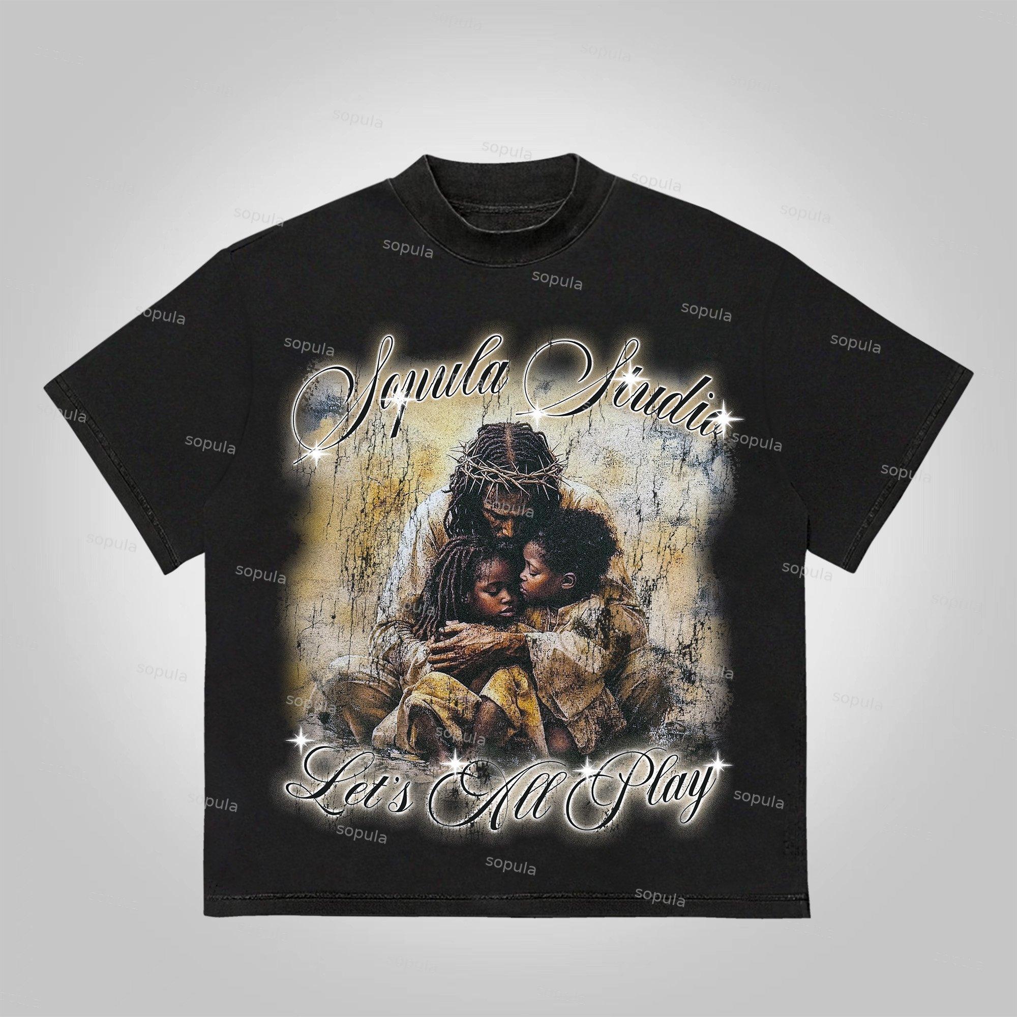 Sopula God Is Always There Retro Make Vintage Graphics Cotton T-Shirt Product Image