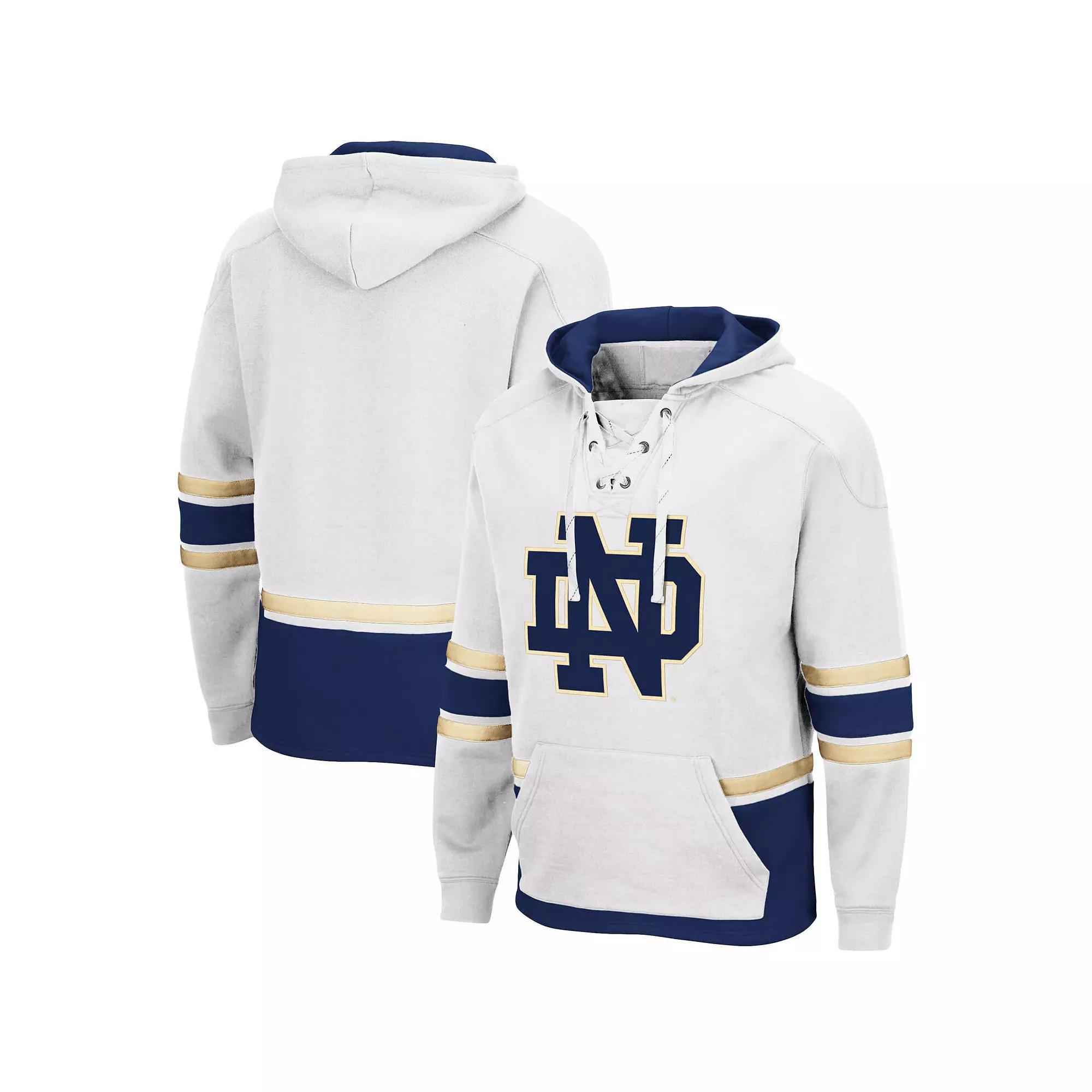 Men's Colosseum White Notre Dame Fighting Irish Lace Up 3.0 Pullover Hoodie, Size: Medium Product Image