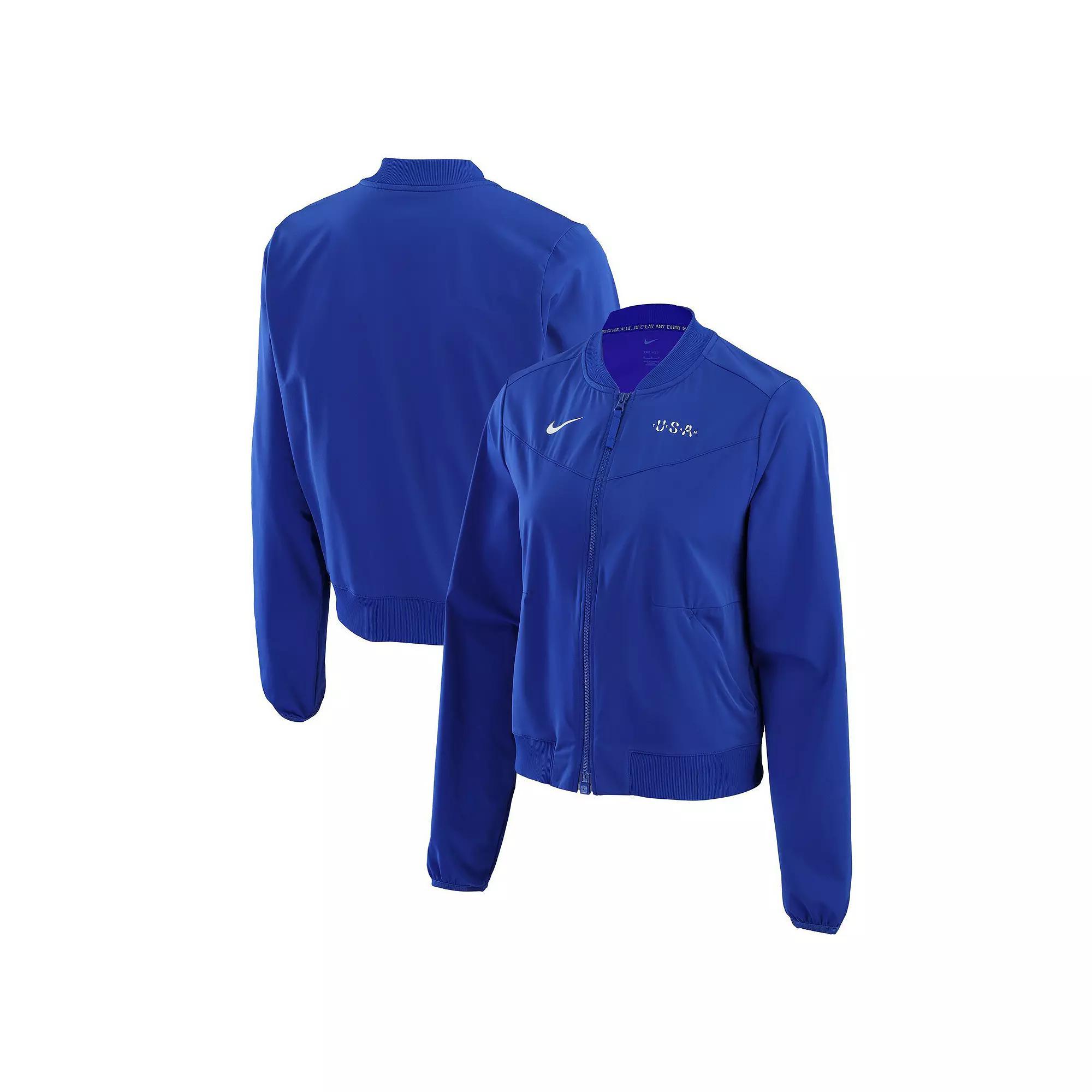 Women's Nike Blue Team USA Bliss Performance Full-Zip Bomber Jacket, Size: Large, Usa Blue Product Image