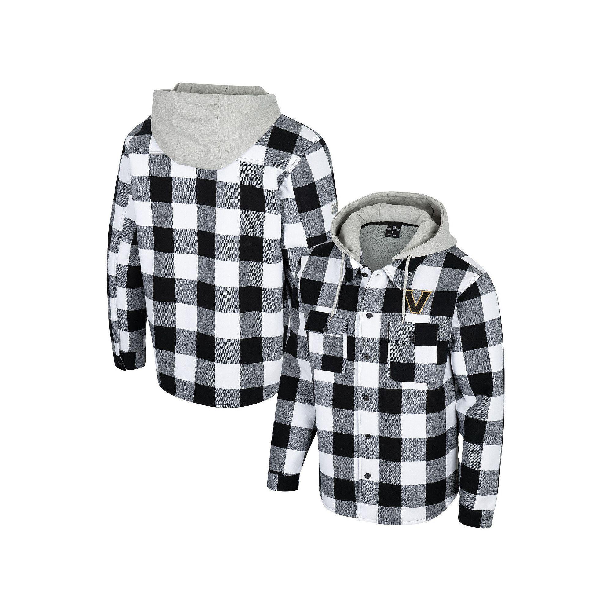 Men's Colosseum Black/White Vanderbilt Commodores Buffalo Plaid Full-Zip Hoodie Jacket, Size: 2XL Product Image