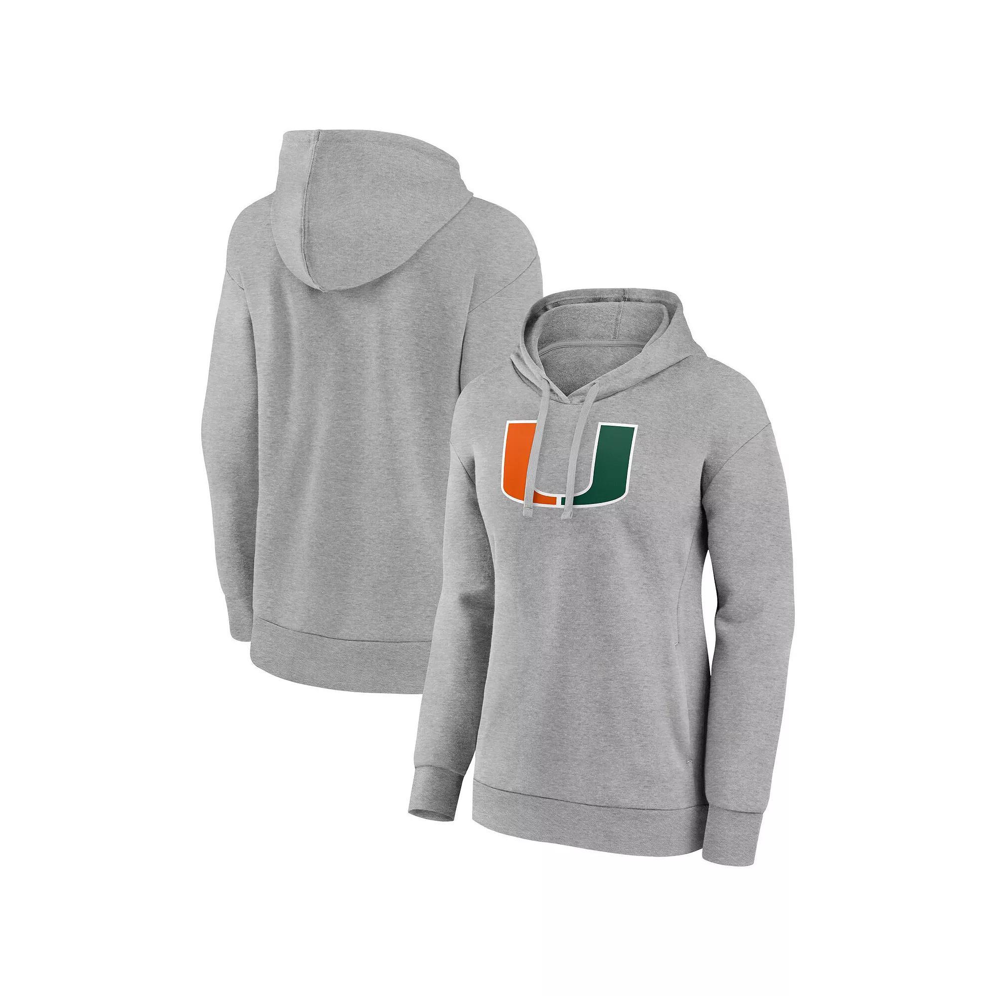 Women's Fanatics Branded Gray Miami Hurricanes Evergreen Pullover Hoodie, Size: 3XL, Grey Product Image