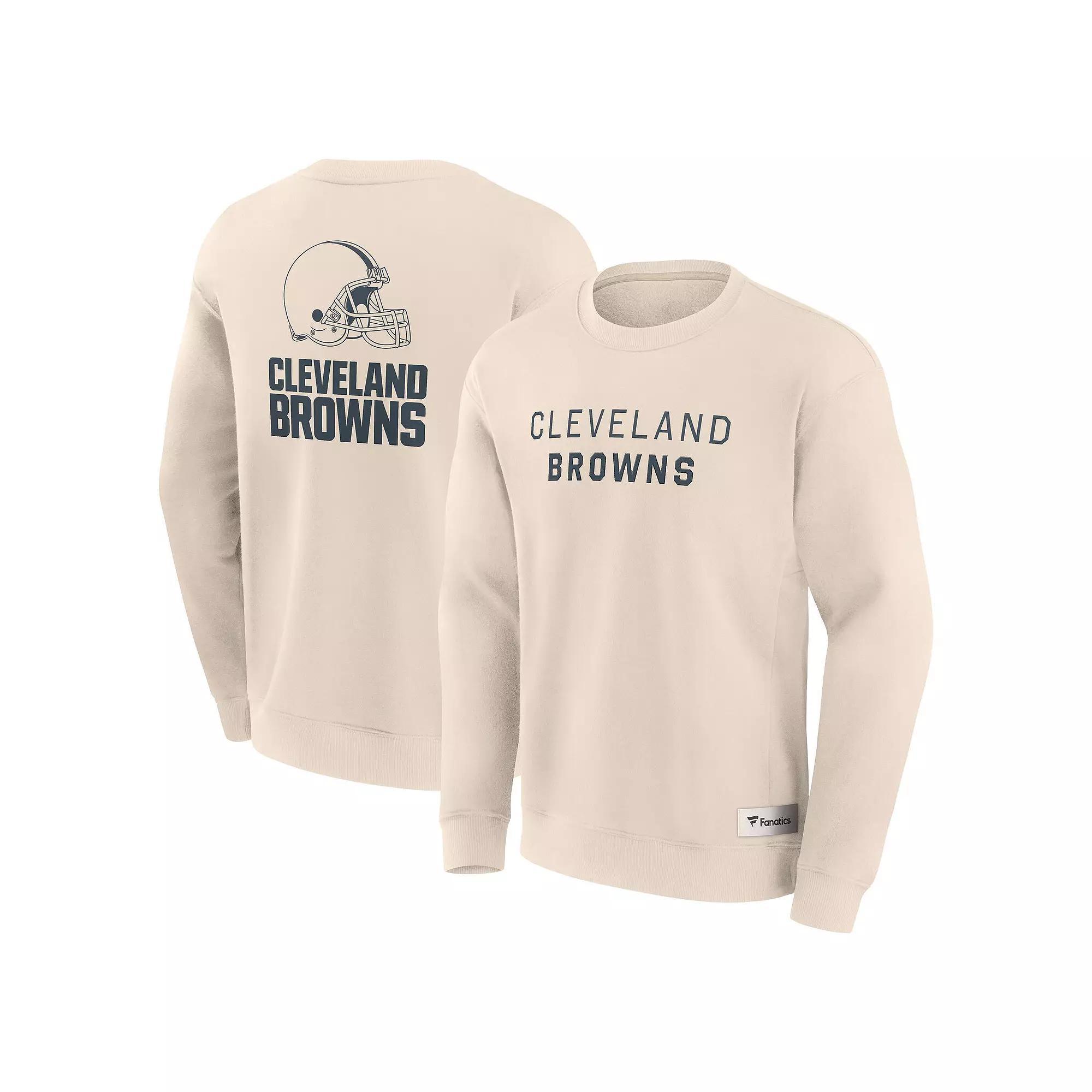 Men's Fanatics Cream Cleveland Browns Elements Future Ground Lettering Pullover Sweatshirt, Size: 3XL, Beige Product Image