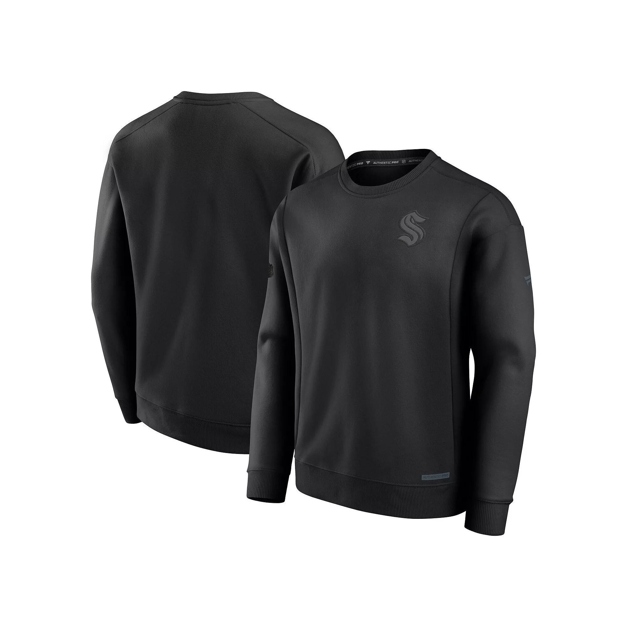 Men's Fanatics  Black Seattle Kraken Authentic Pro Road Pullover Sweatshirt, Size: Medium, Krk Black Product Image