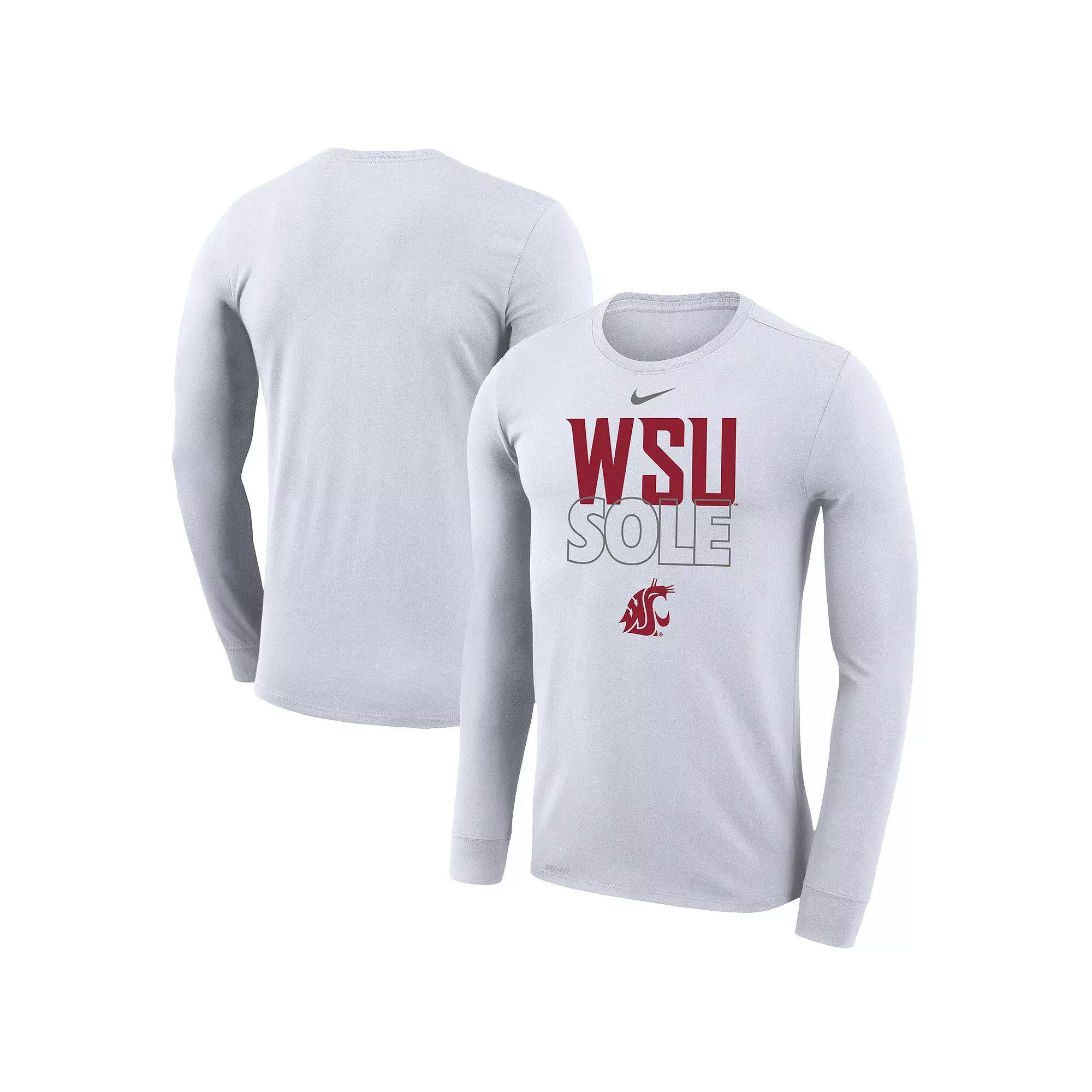Nike White Washington State Cougars 2023 On Court Bench Long Sleeve T-Shirt, Mens Product Image