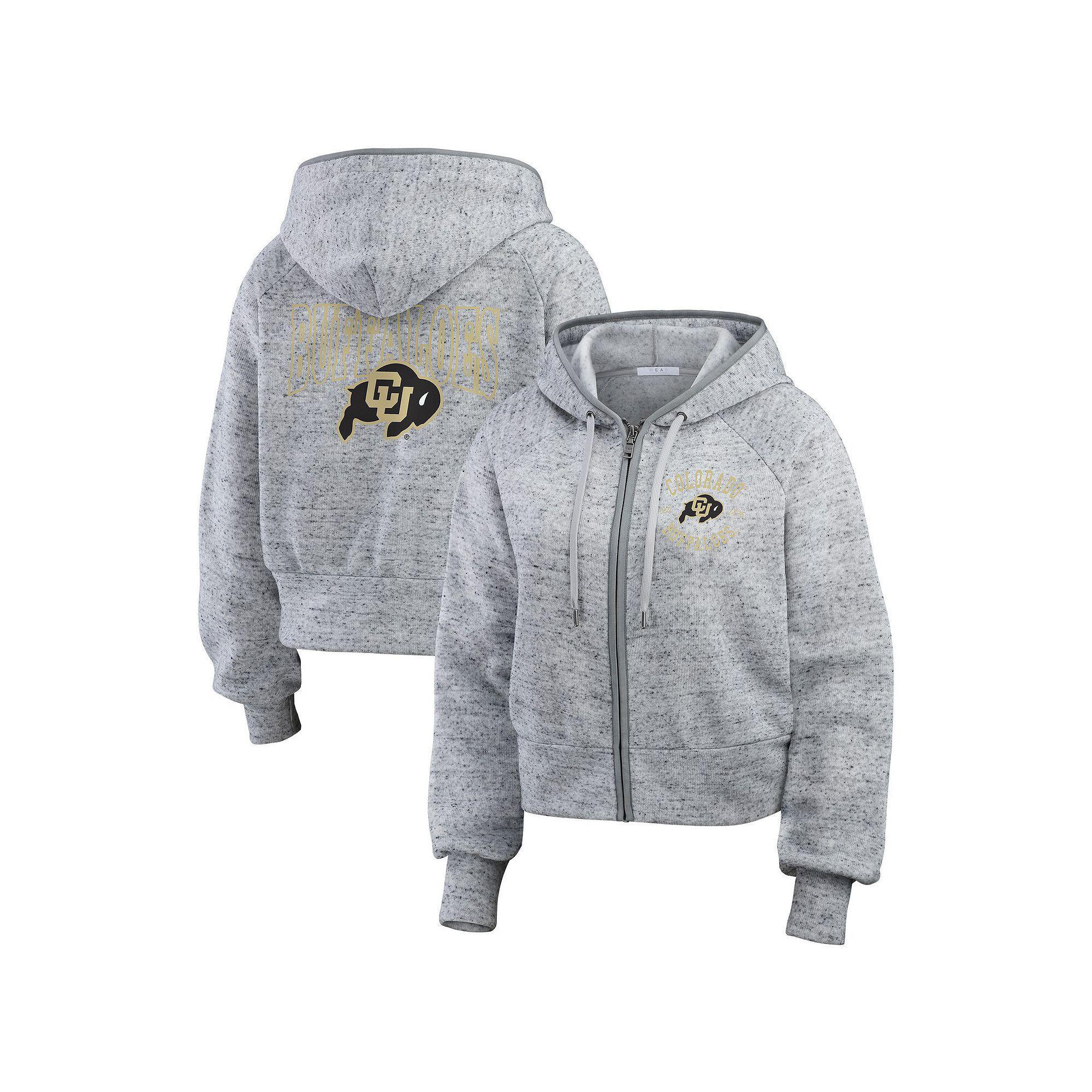 Women's WEAR by Erin Andrews Heather Gray Oregon Ducks Wear Speckle Double-Hit Raglan Full-Zip Hoodie, Size: XXL, Grey Product Image