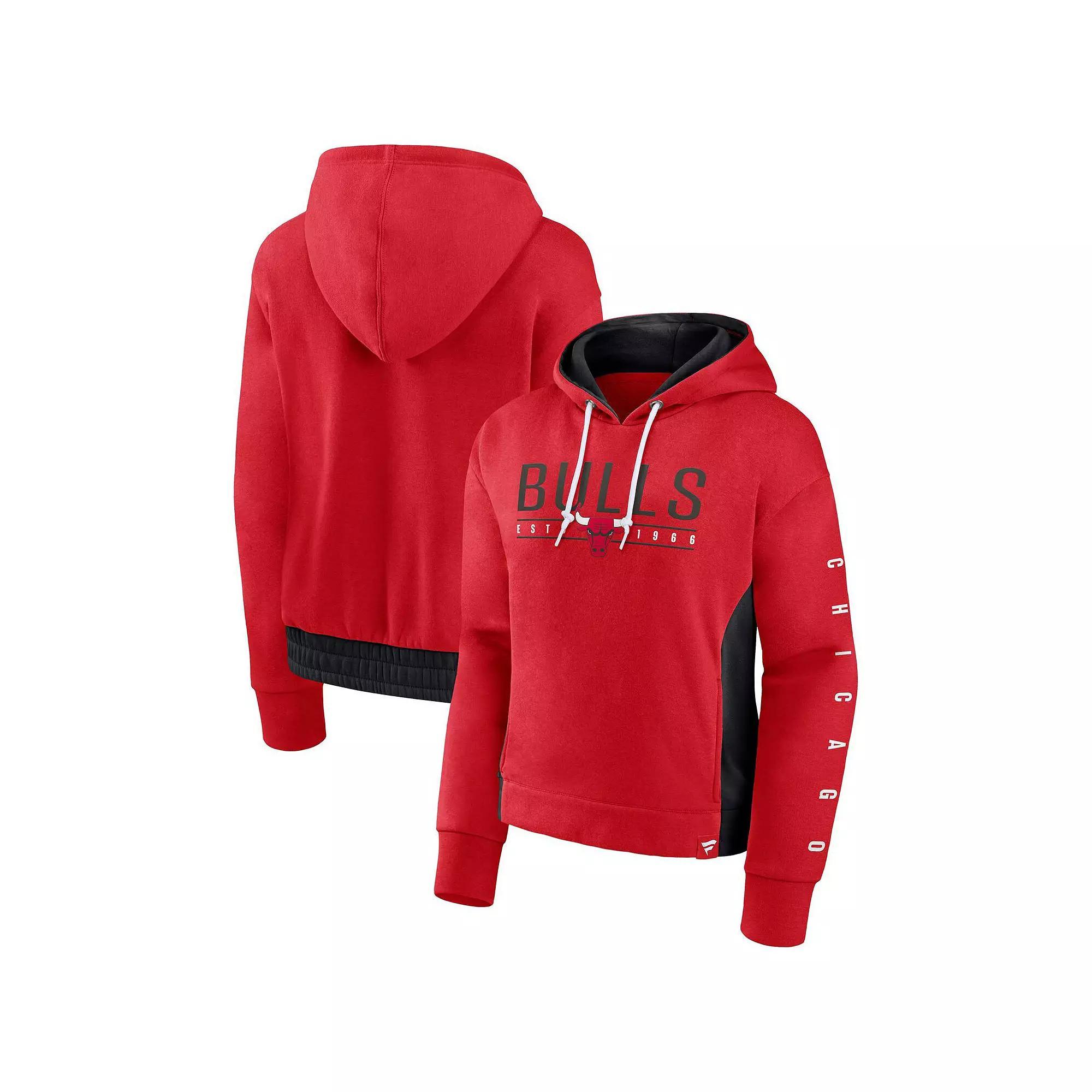 Women's Fanatics Branded Red Chicago Bulls Iconic Halftime Colorblock Pullover Hoodie, Size: Small Product Image