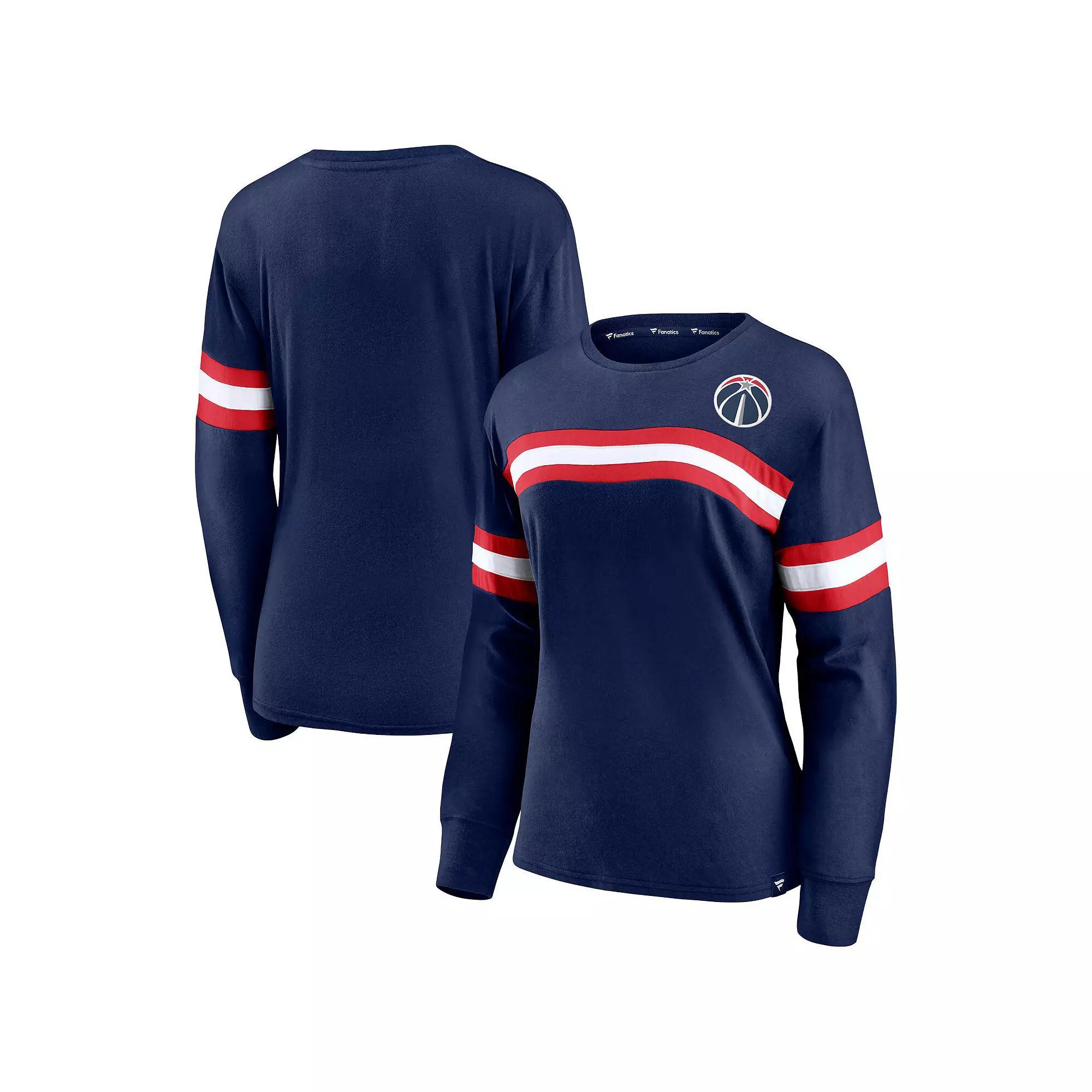Women's Fanatics Black Toronto Raptors Block Party Chest Logo Striped Long Sleeve T-Shirt, Size: Large, Rpt Black Product Image