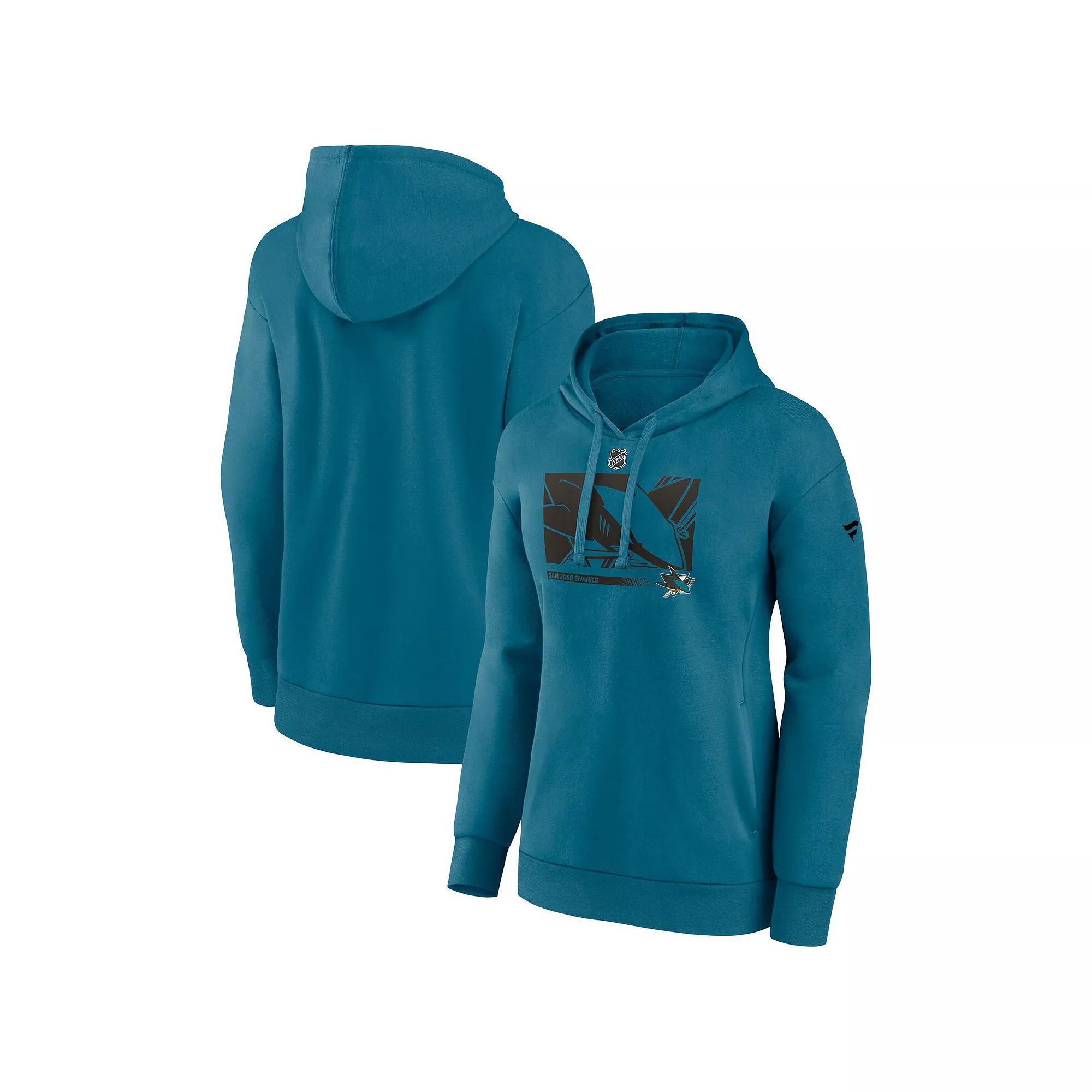 Women's Fanatics Branded Teal San Jose Sharks Authentic Pro Core Collection Secondary Logo V-Neck Pullover Hoodie, Size: XL, Sks Blue Product Image