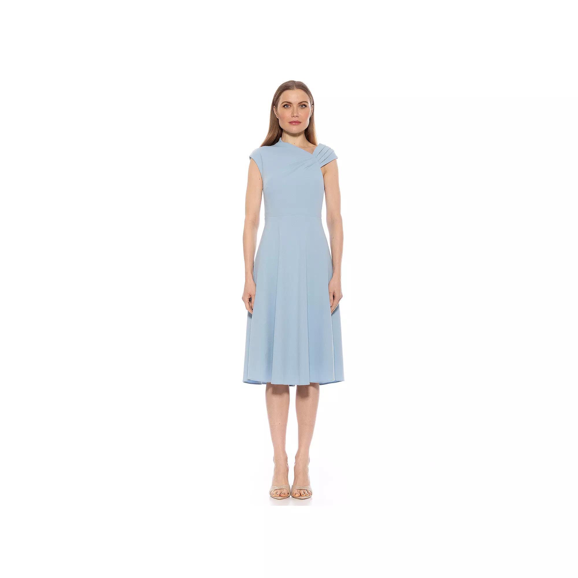 Women's ALEXIA ADMOR Mariah Asymmetrical Fit & Flare Midi Dress, Size: XL, Halogen Blue Product Image